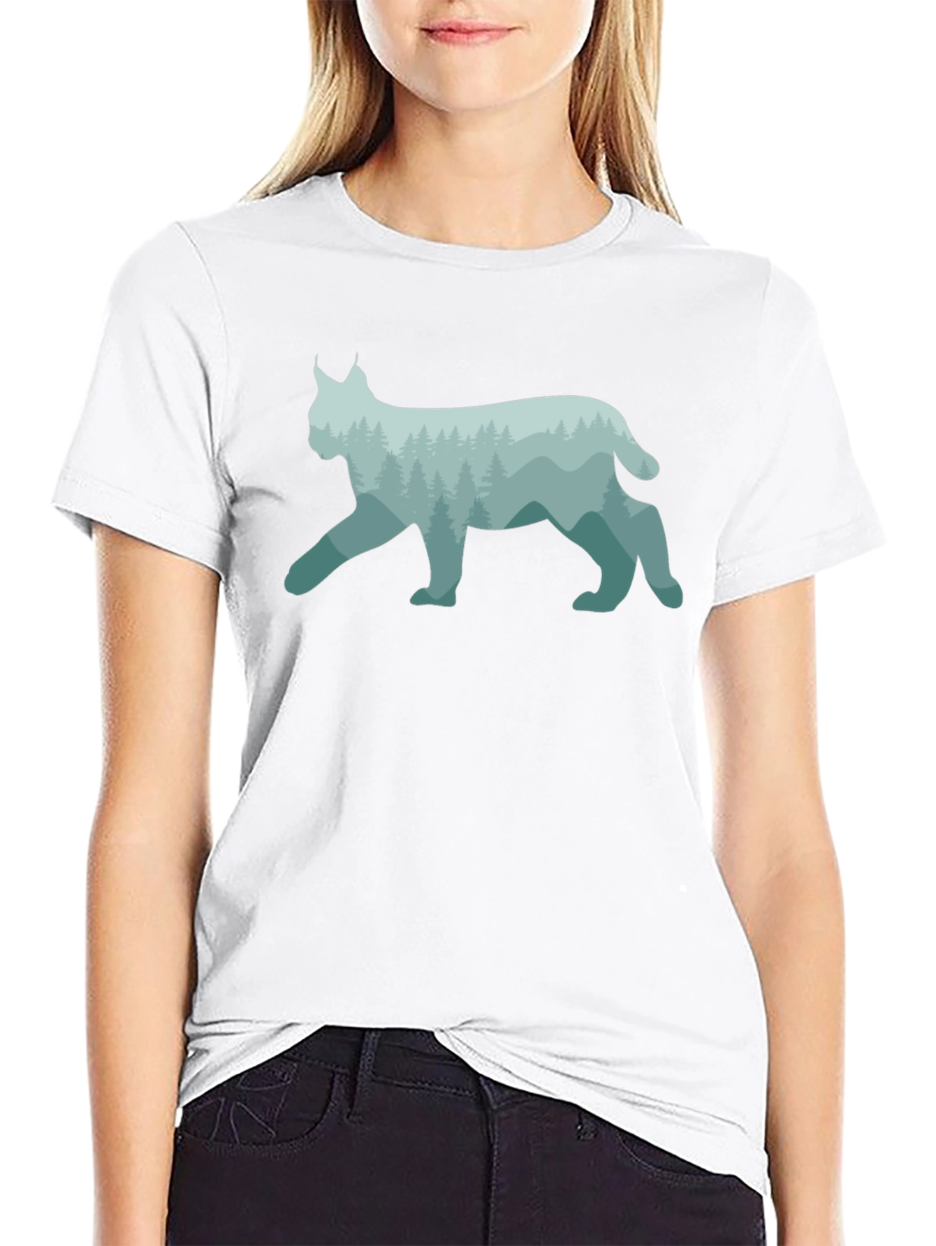 Lynx Forest Silhouette Black T-Shirt - 9