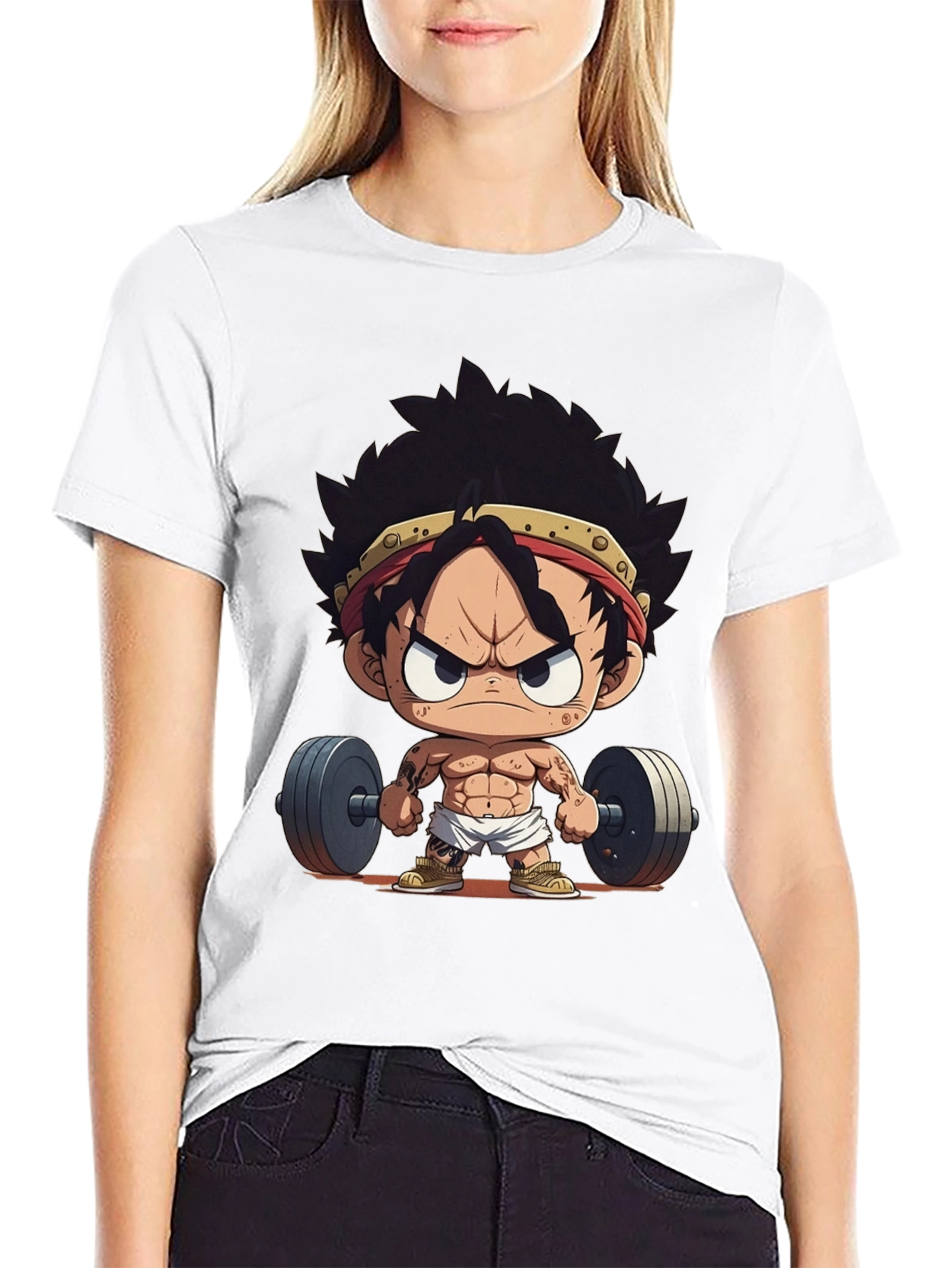 Black Anime Gym T-Shirt: Strong Luffy view 9