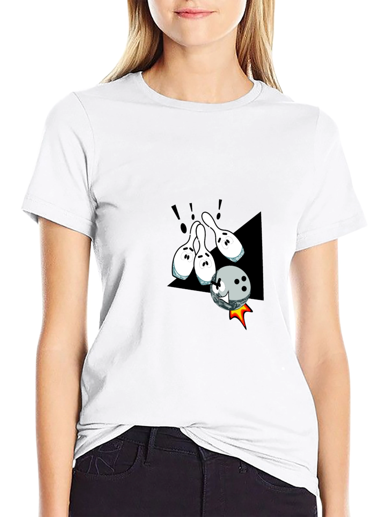Black Bowling Strike T-Shirt - Fun Cartoon Design view 9