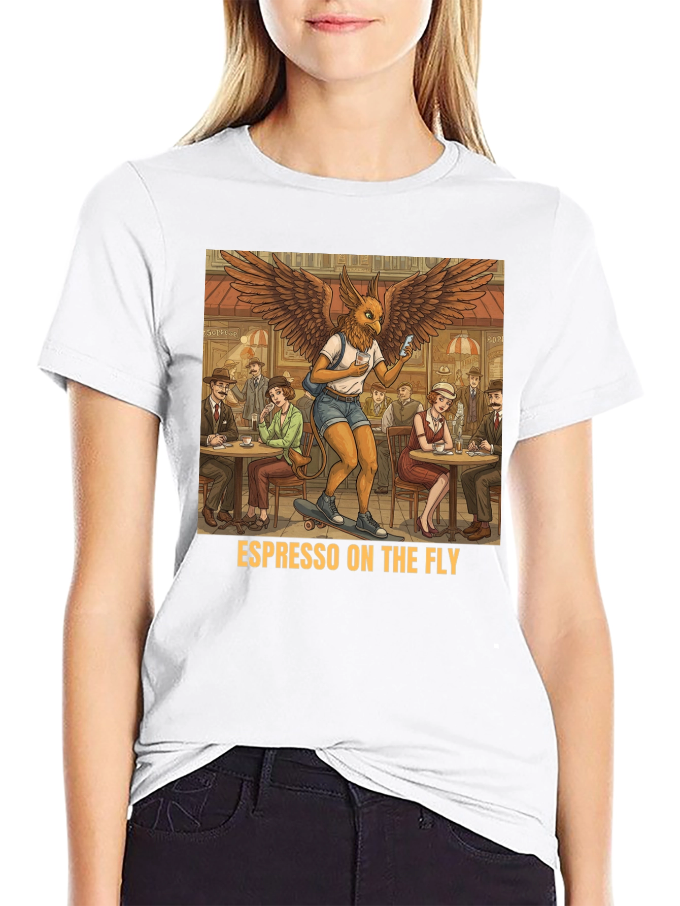 Black Espresso On The Fly T-Shirt - Quirky Graphic Tee view 9