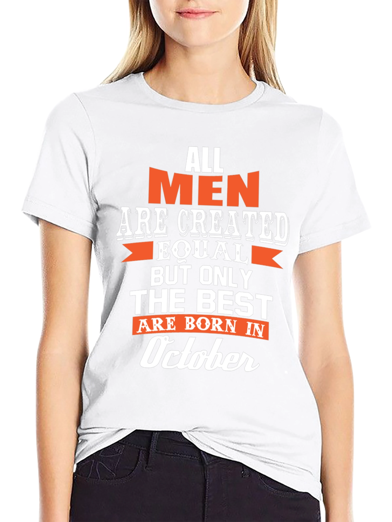 Black All Men are Created Equal, Born in October T-Shirt view 9