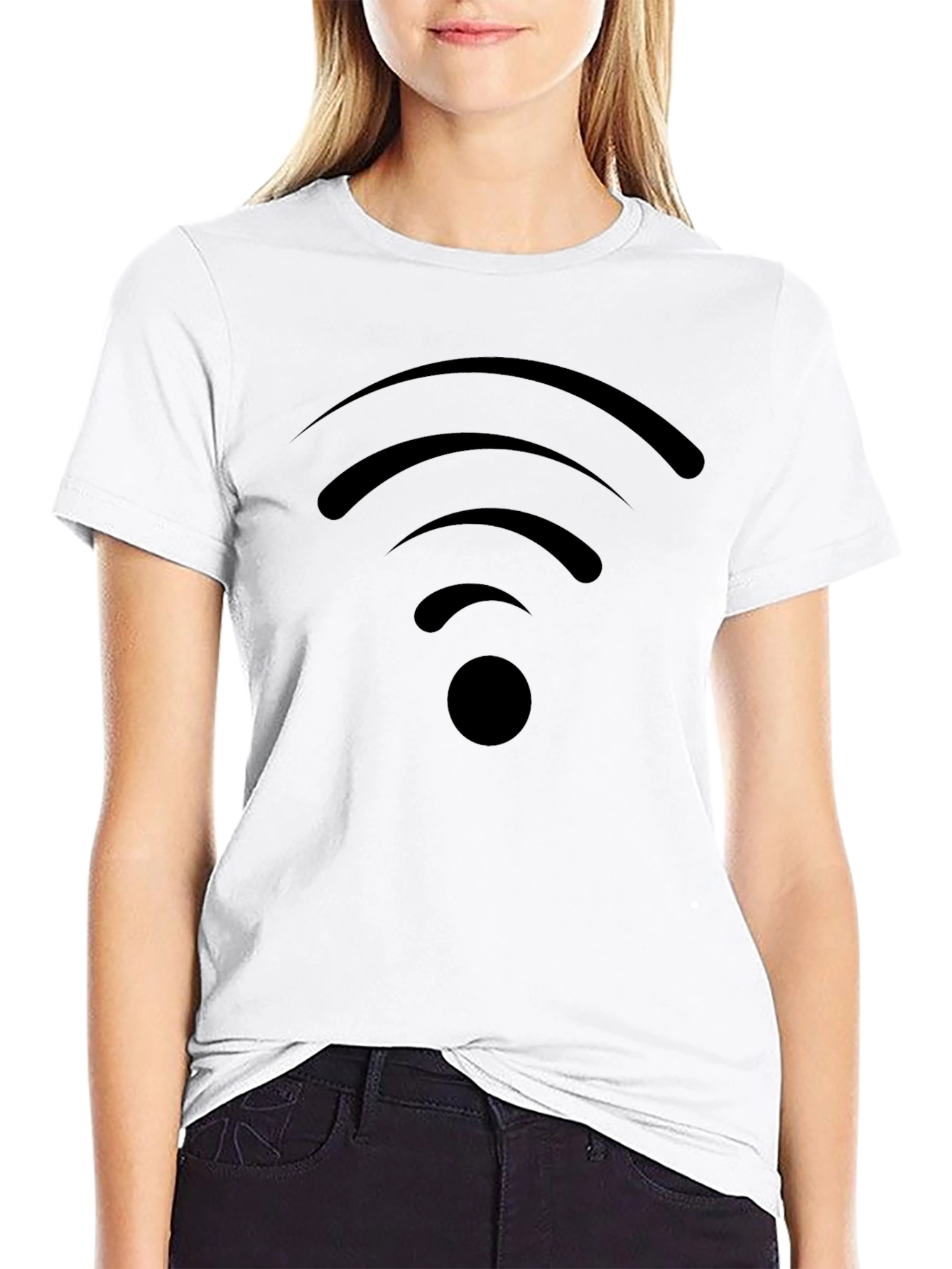 Black Wireless Icon Black T-Shirt - Stay Connected in Style view 9