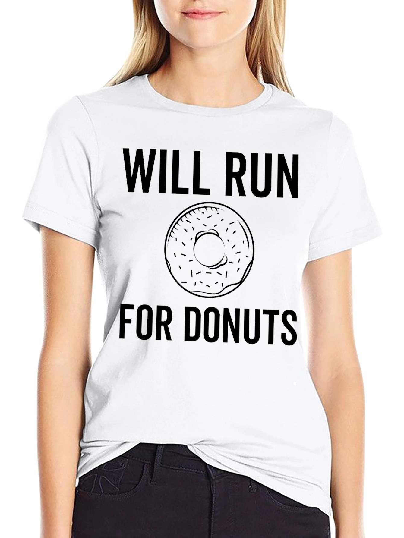 Black Will Run For Donuts Black T-Shirt view 9