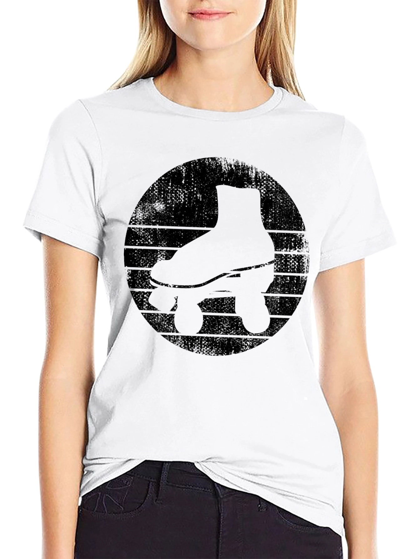 Black Retro Roller Skate Graphic Tee - Black view 9