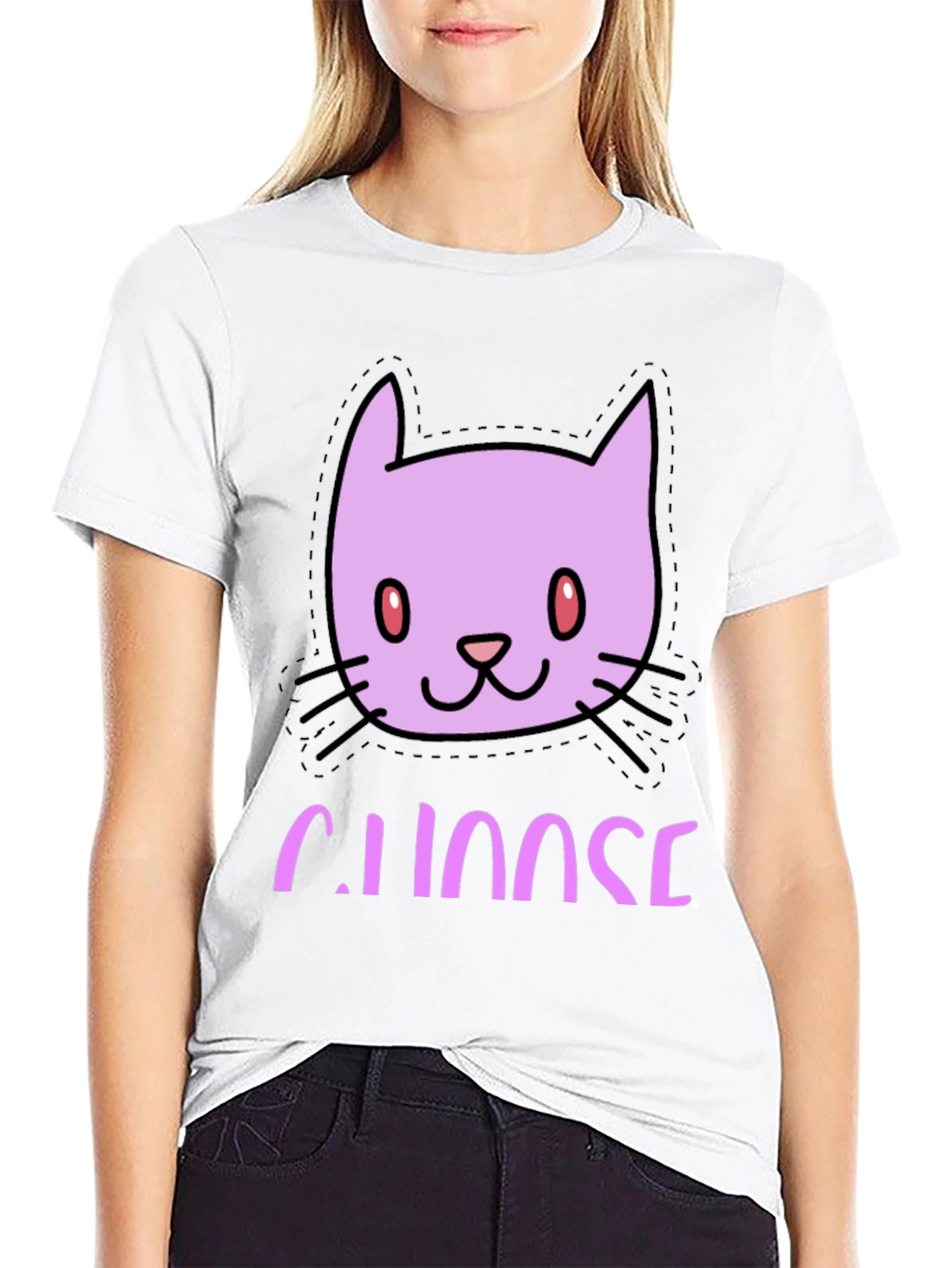 Black Cute Cat Face Tee - Choose Your Style! view 9
