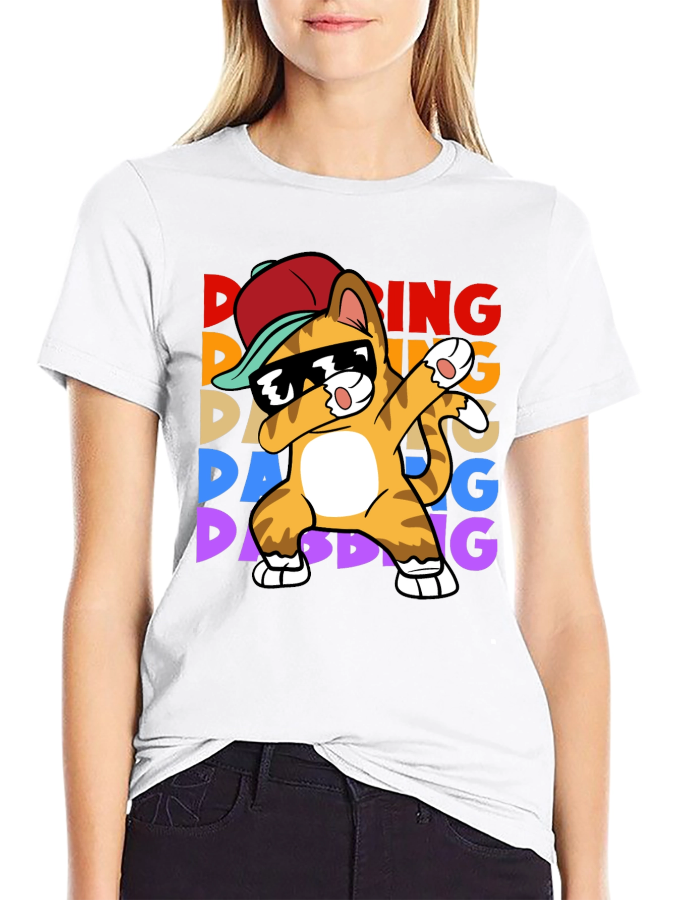 Black Dabbing Cat T-Shirt - Fun & Unique Design view 9