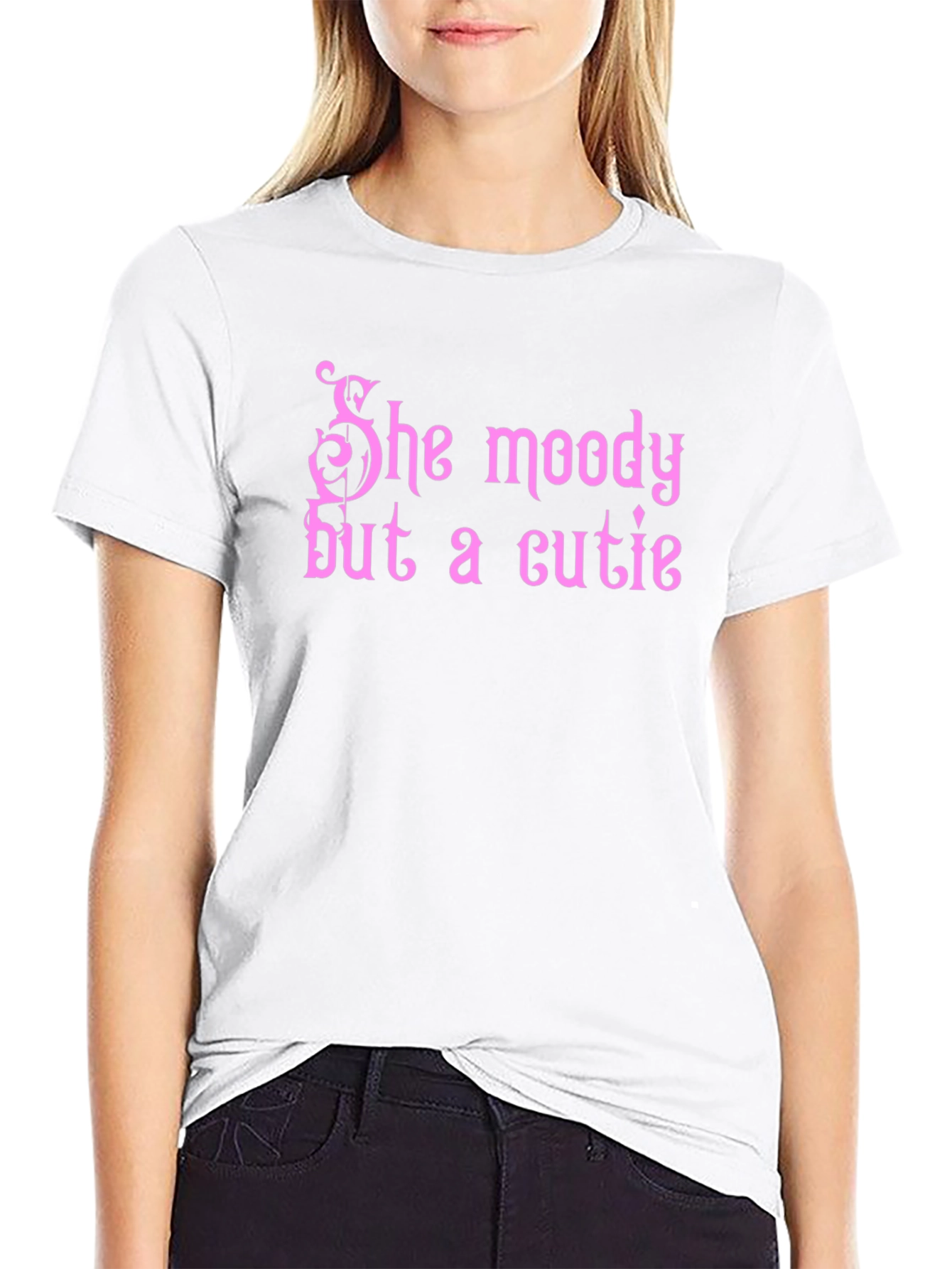 Black She Moody But A Cutie Graphic Tee view 9