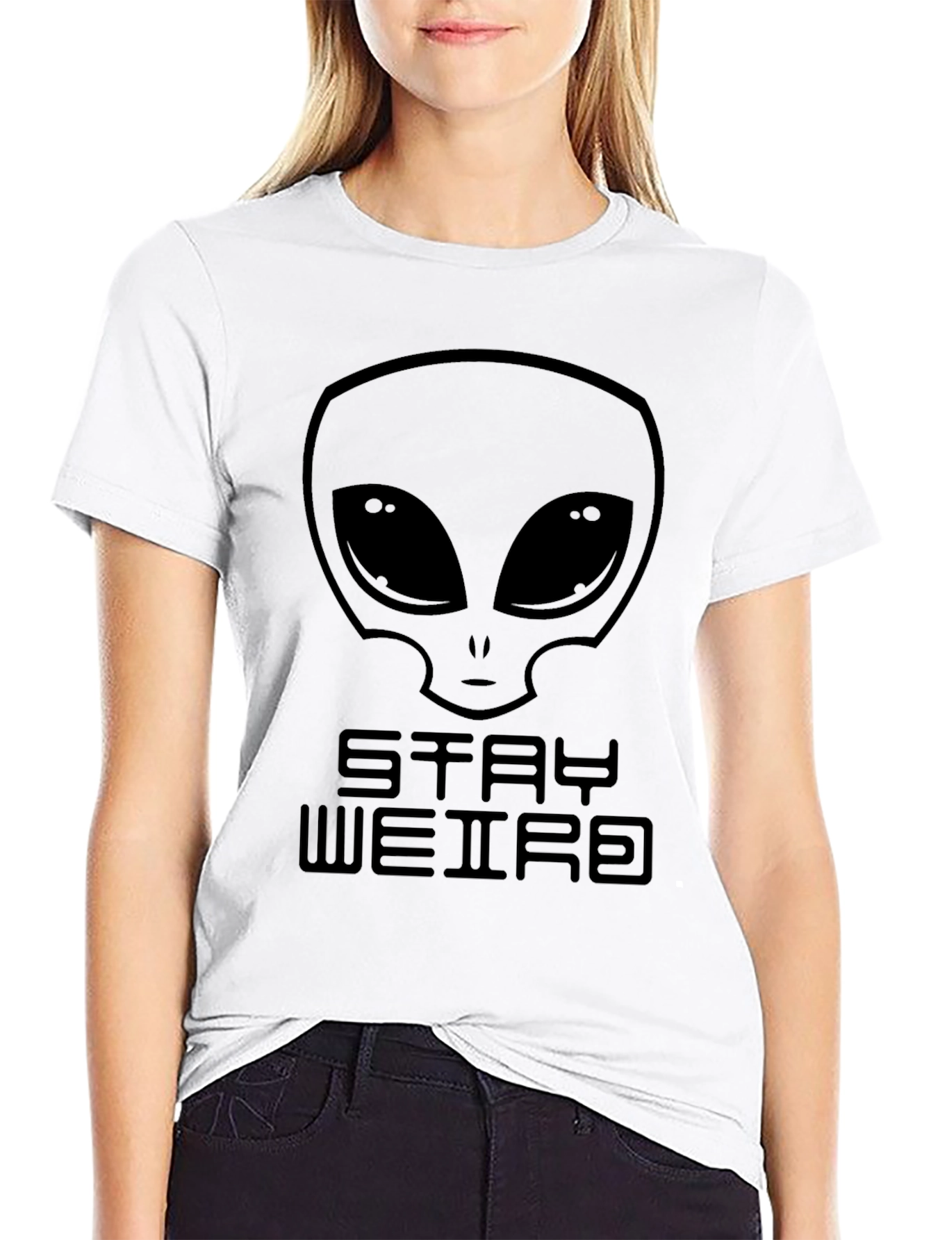 Black Stay Weird Alien T-Shirt - Black Graphic Tee view 9