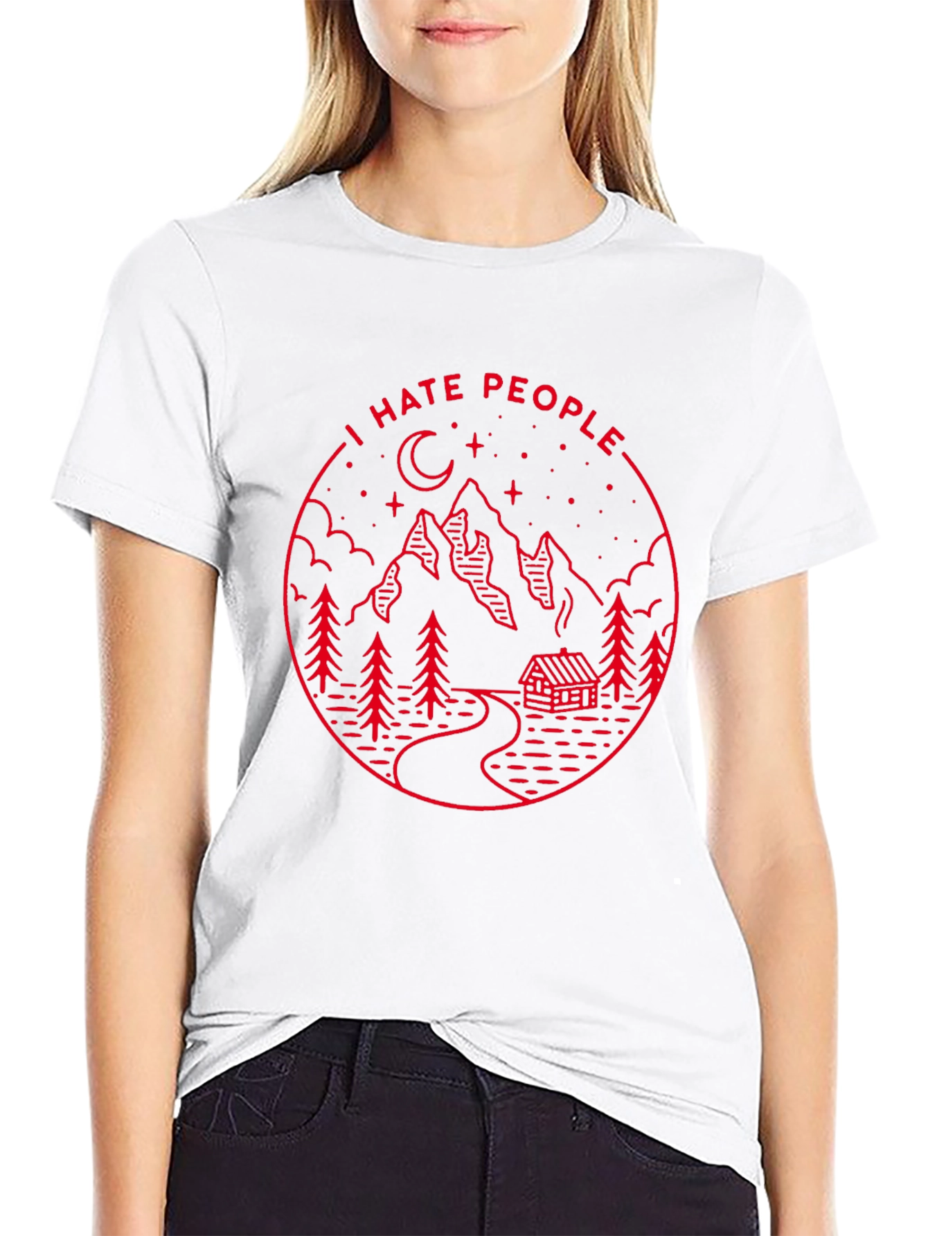 Black I Hate People Graphic Tee - Mountain Cabin Design view 9