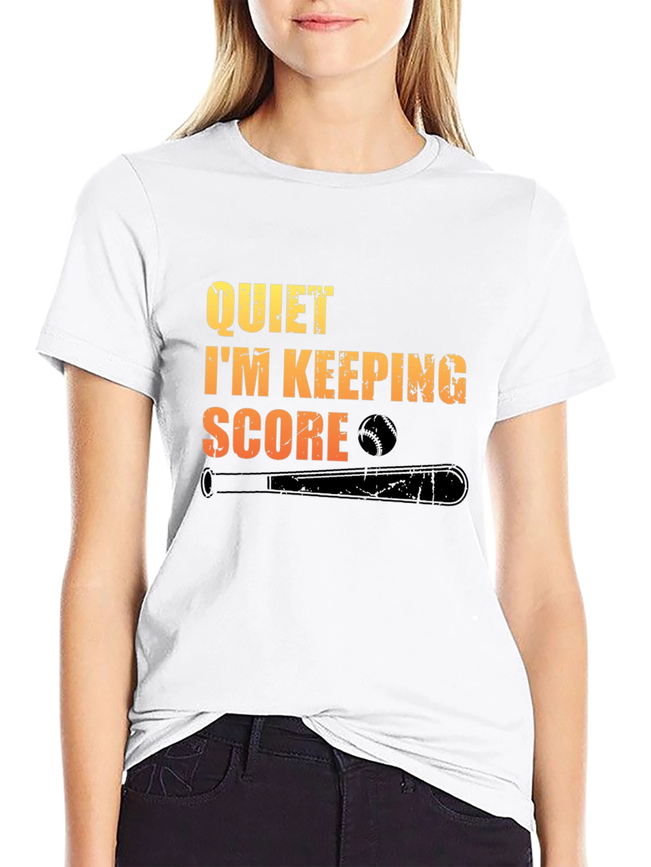 Black Quiet I'm Keeping Score Baseball T-Shirt view 9