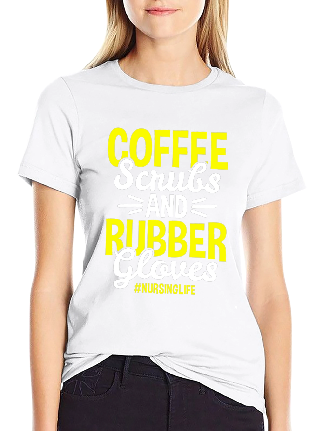 Black Coffee Scrubs & Rubber Gloves - Nursing Life T-Shirt view 9