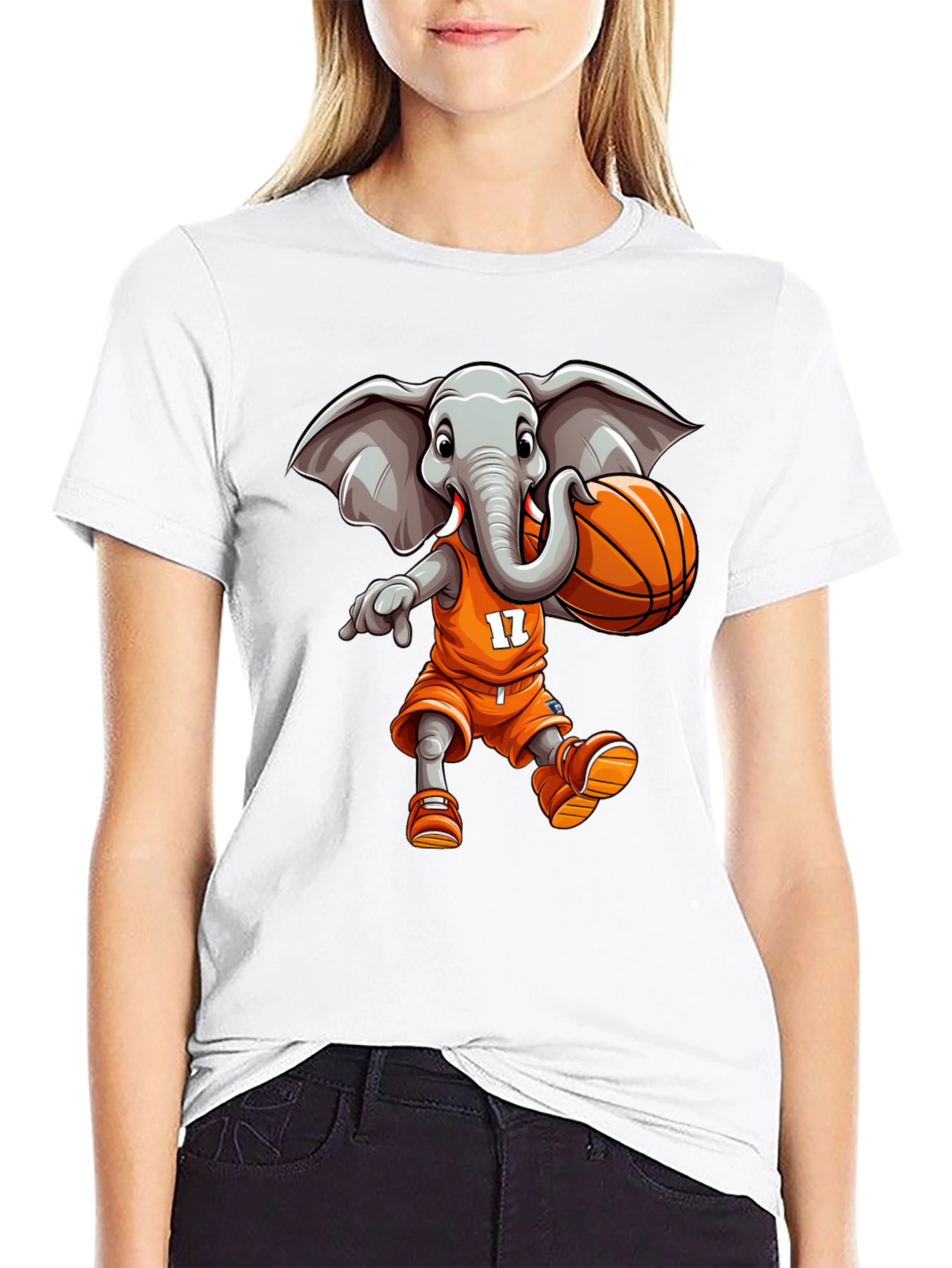 Black Elephant Basketball Player T-Shirt view 9