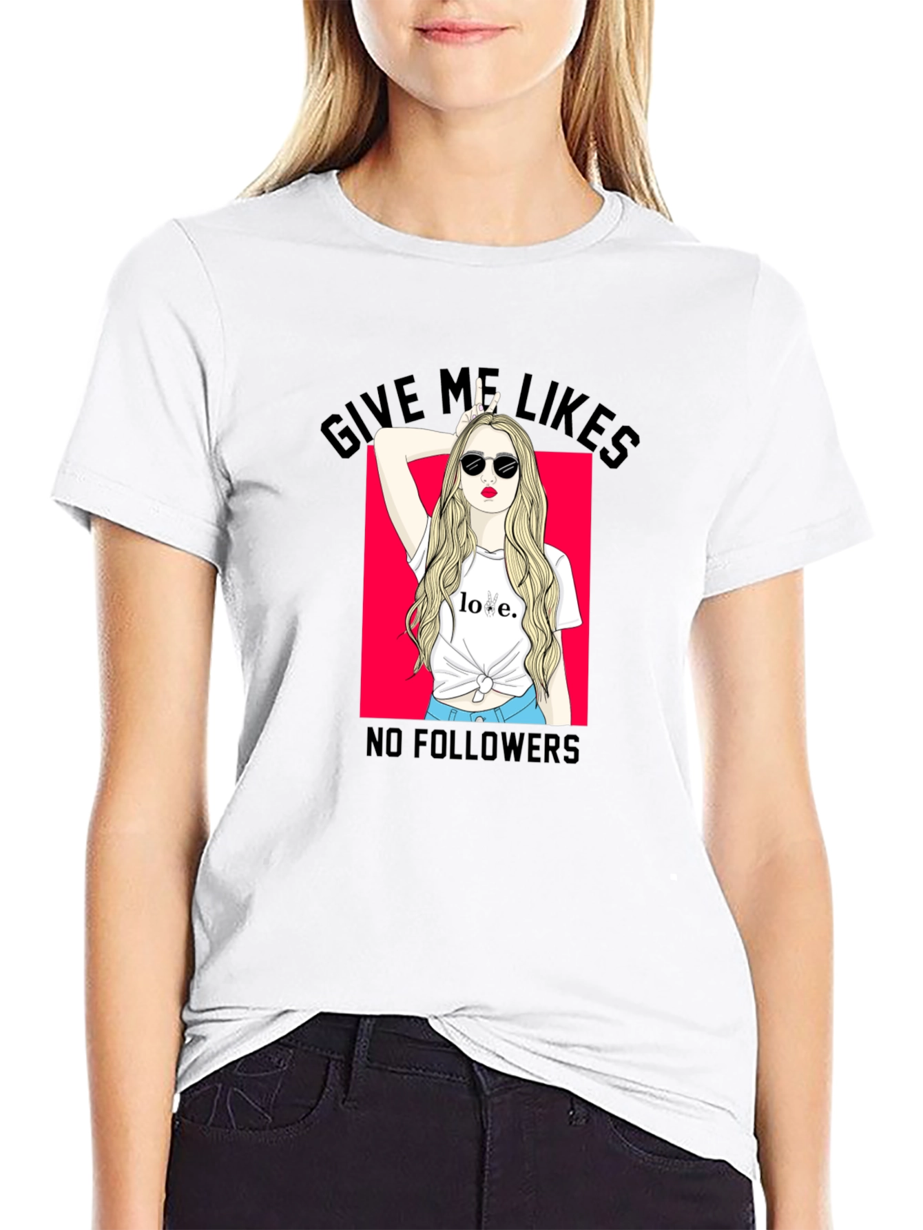 Black Give Me Likes Black Graphic Tee view 9