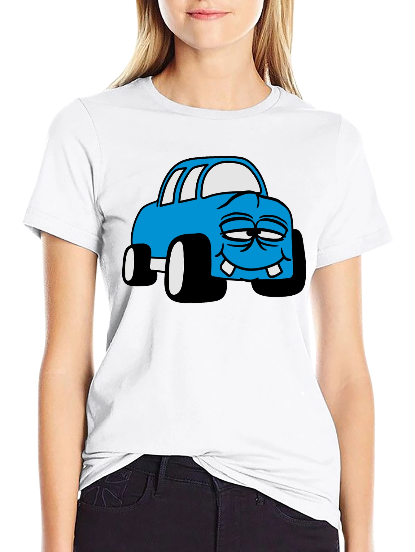 Black Cartoon Monster Car Graphic Black T-Shirt view 9