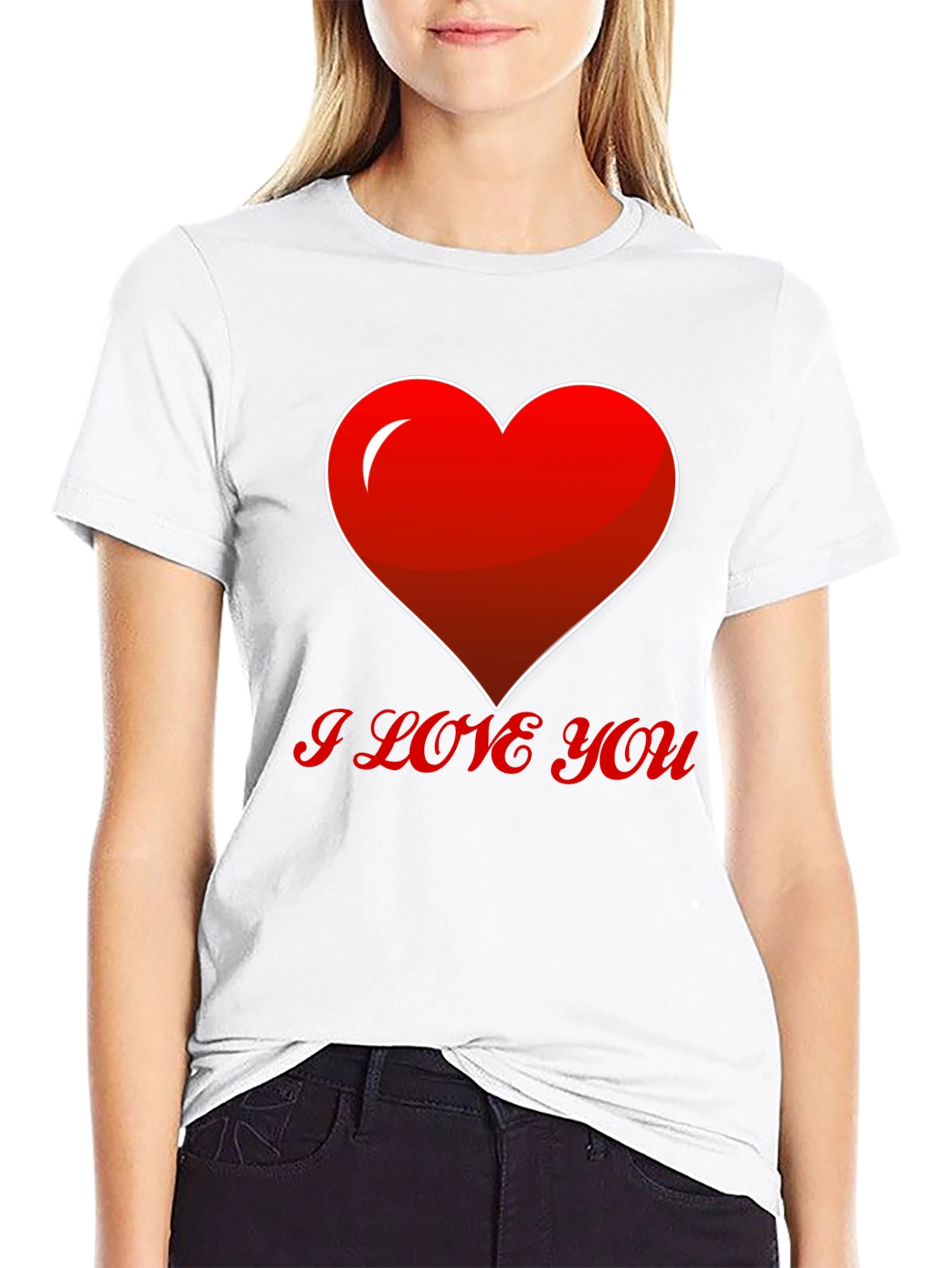 Black I Love You Heart T-Shirt view 9