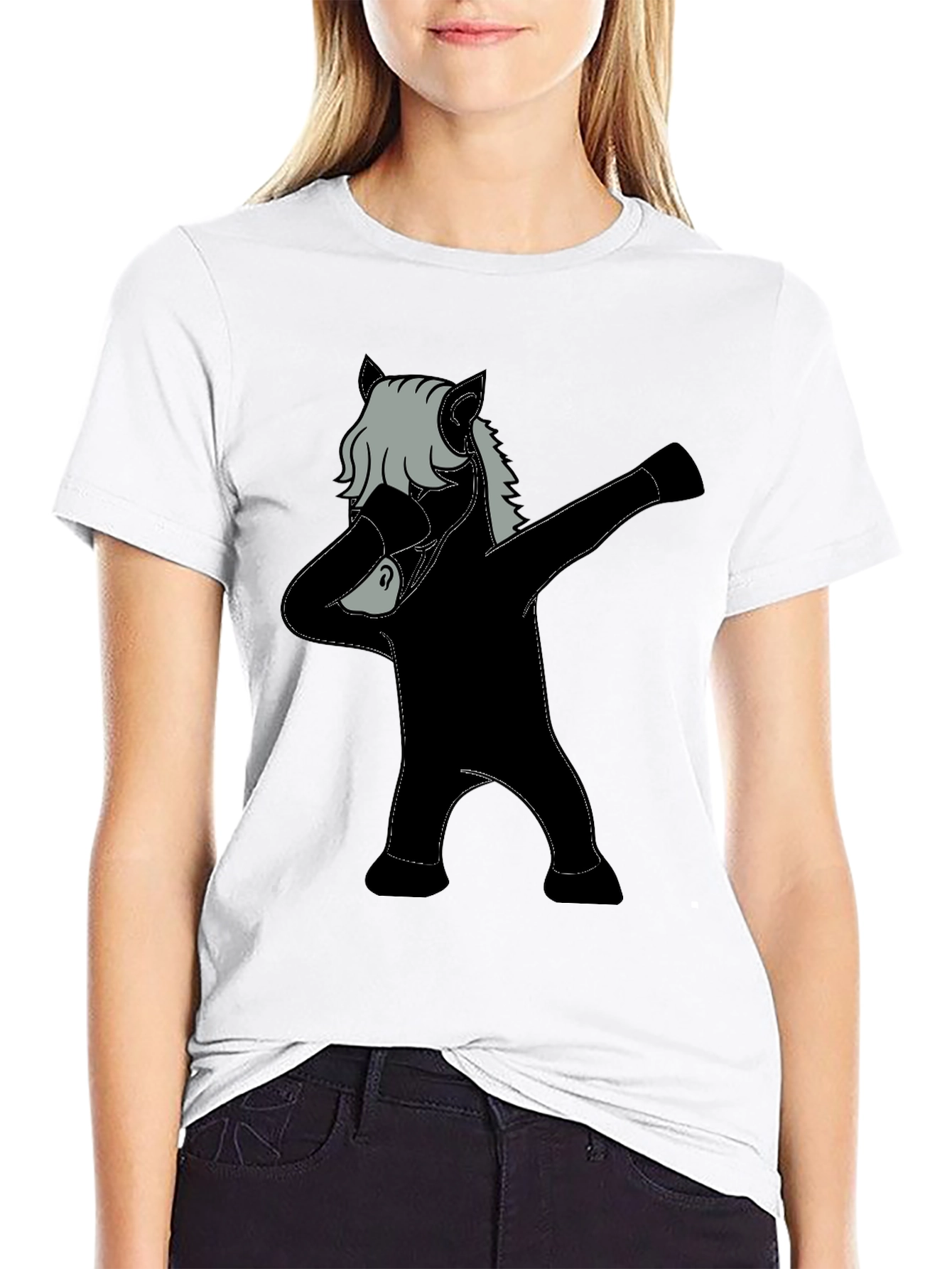 Black Dabbing Horse Graphic Tee - Black view 9