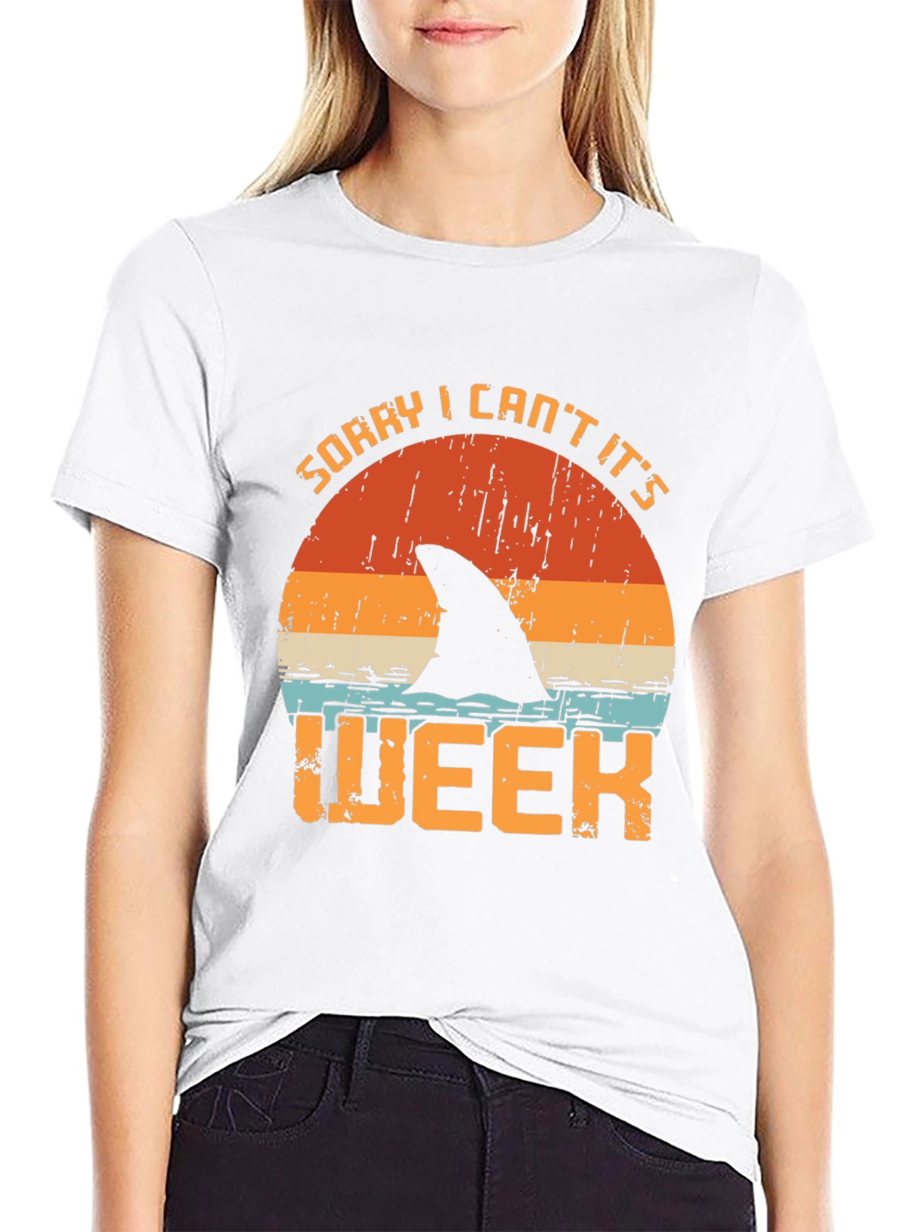Black Sorry I Can't It's Shark Week T-Shirt view 9