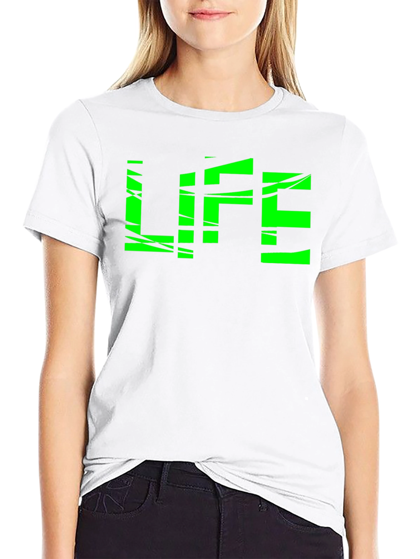 Black Green "LIFE" Graphic Black T-Shirt view 9