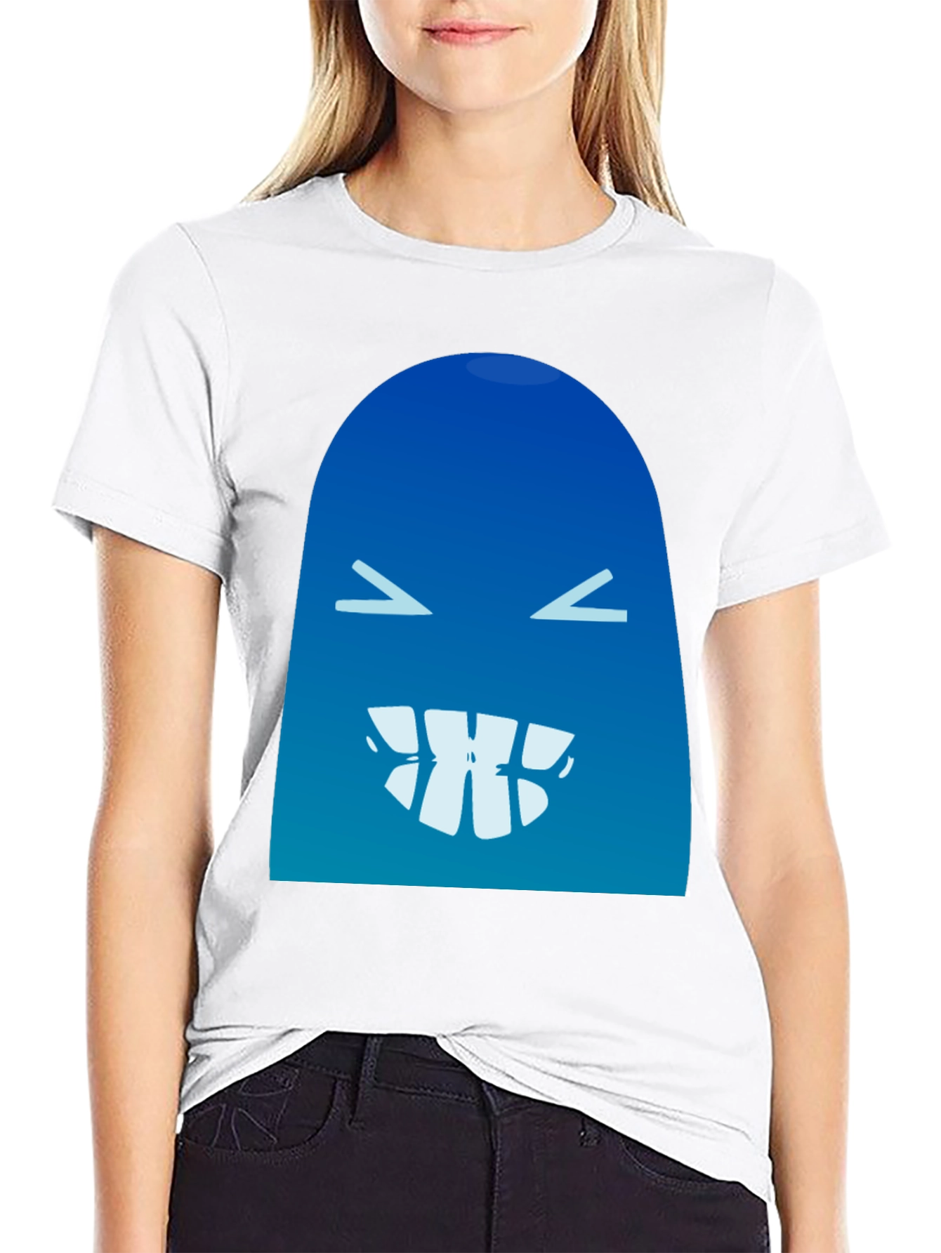 Black Funny Blue Monster Graphic T-Shirt view 9