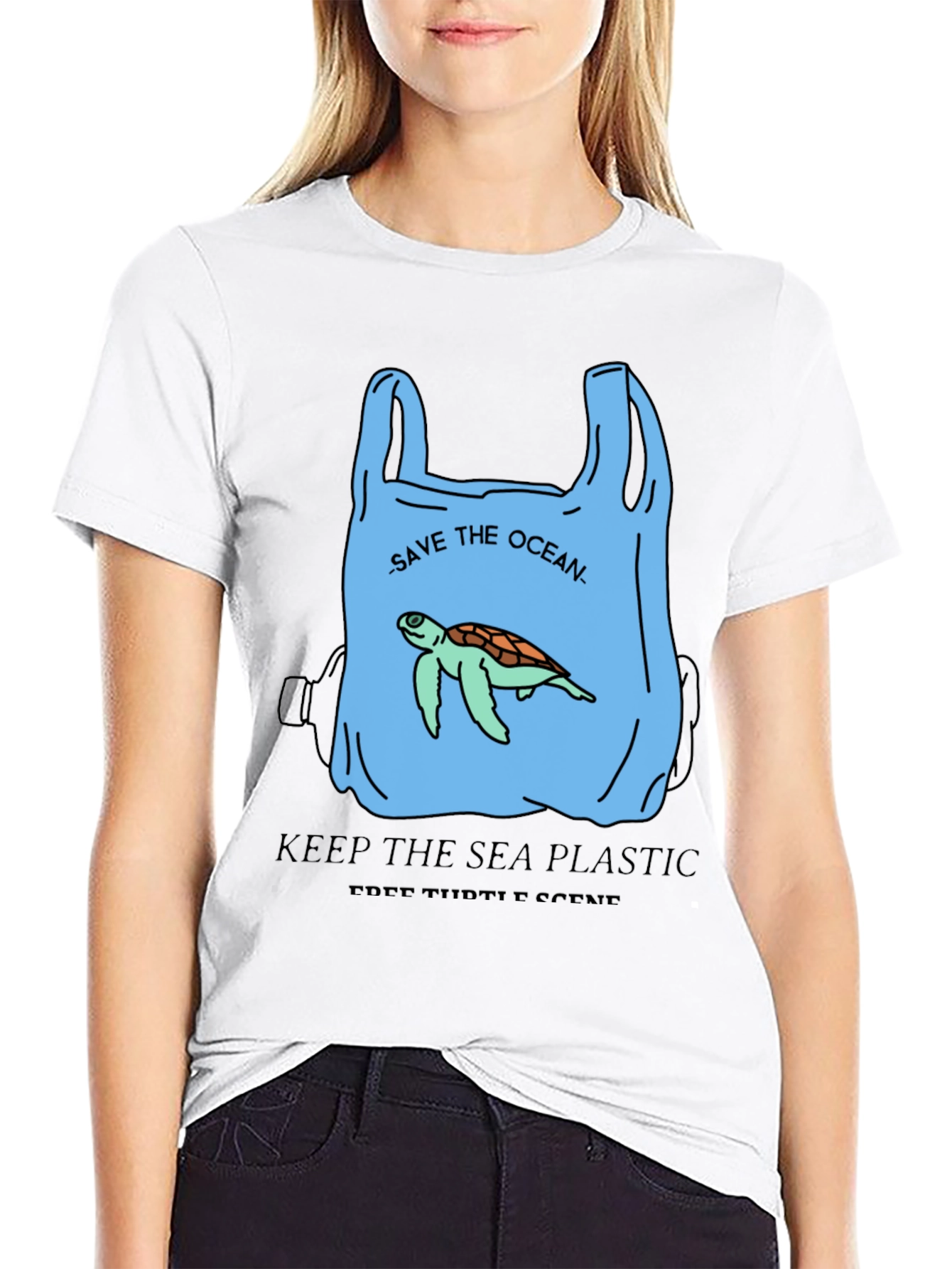 Black Save the Ocean Graphic Tee - Protect Sea Turtles view 9