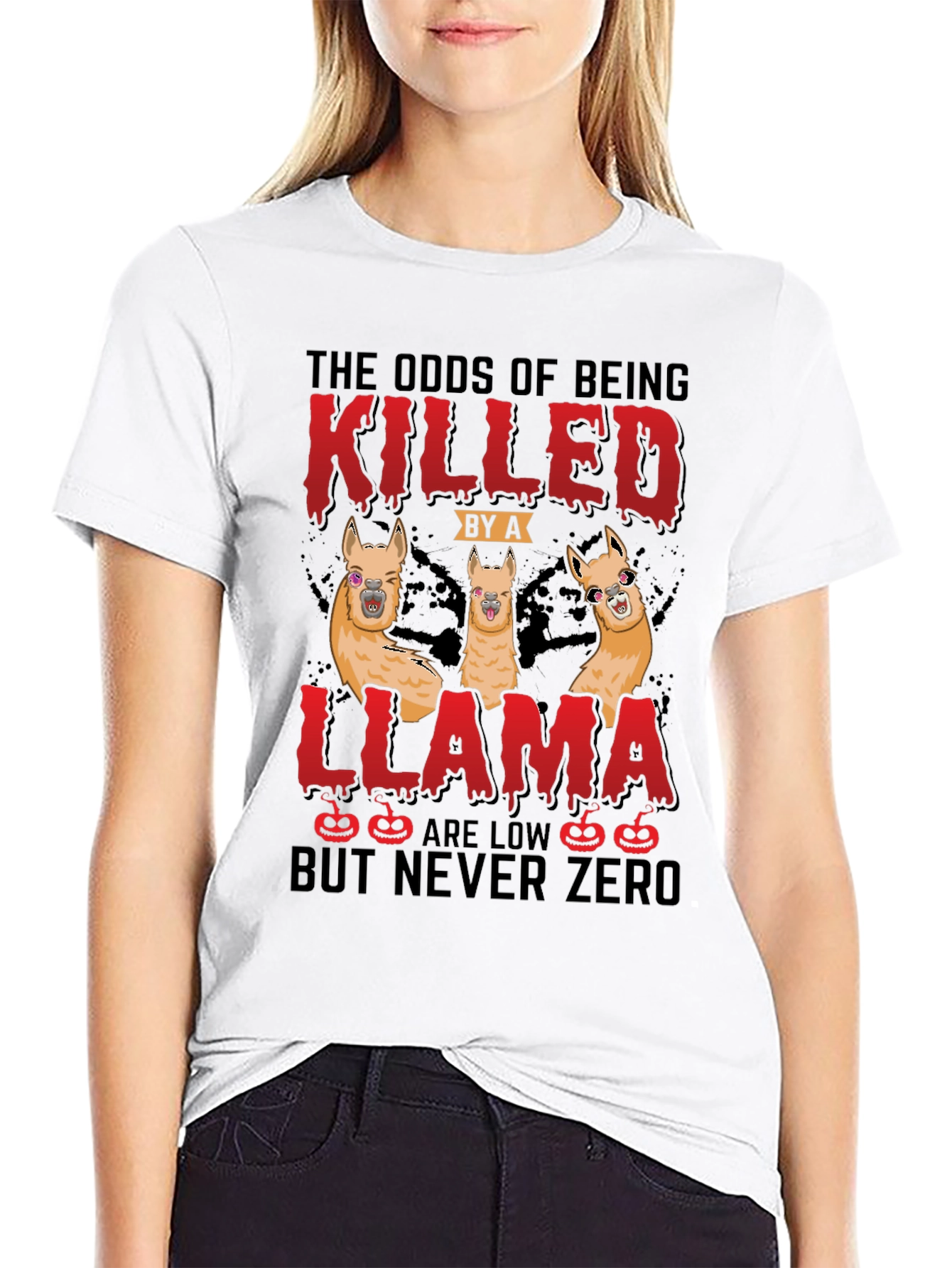 Black Odds of Being Killed by a Llama T-Shirt view 9