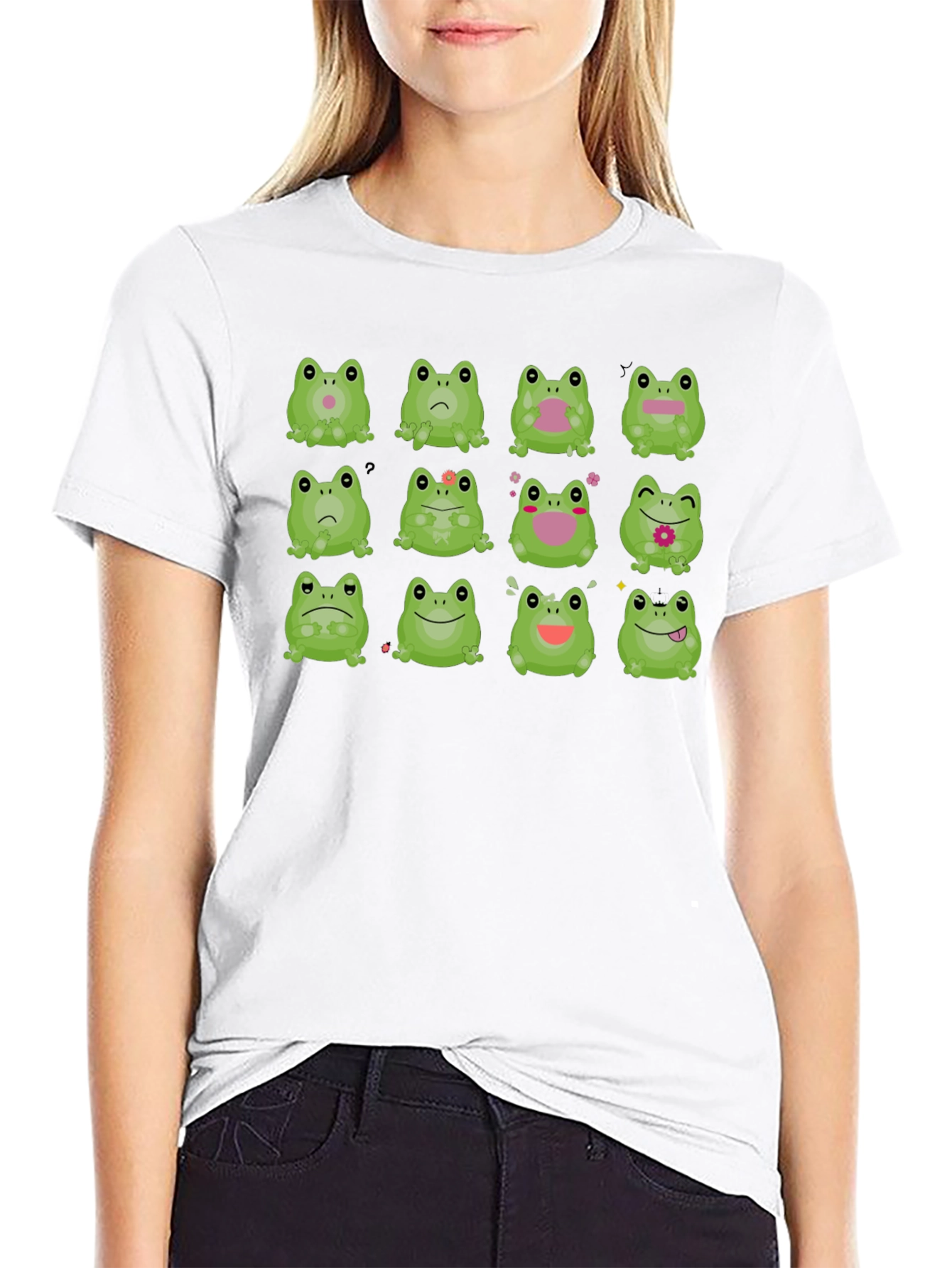 Black Frog Expression Black T-Shirt - Unisex view 9