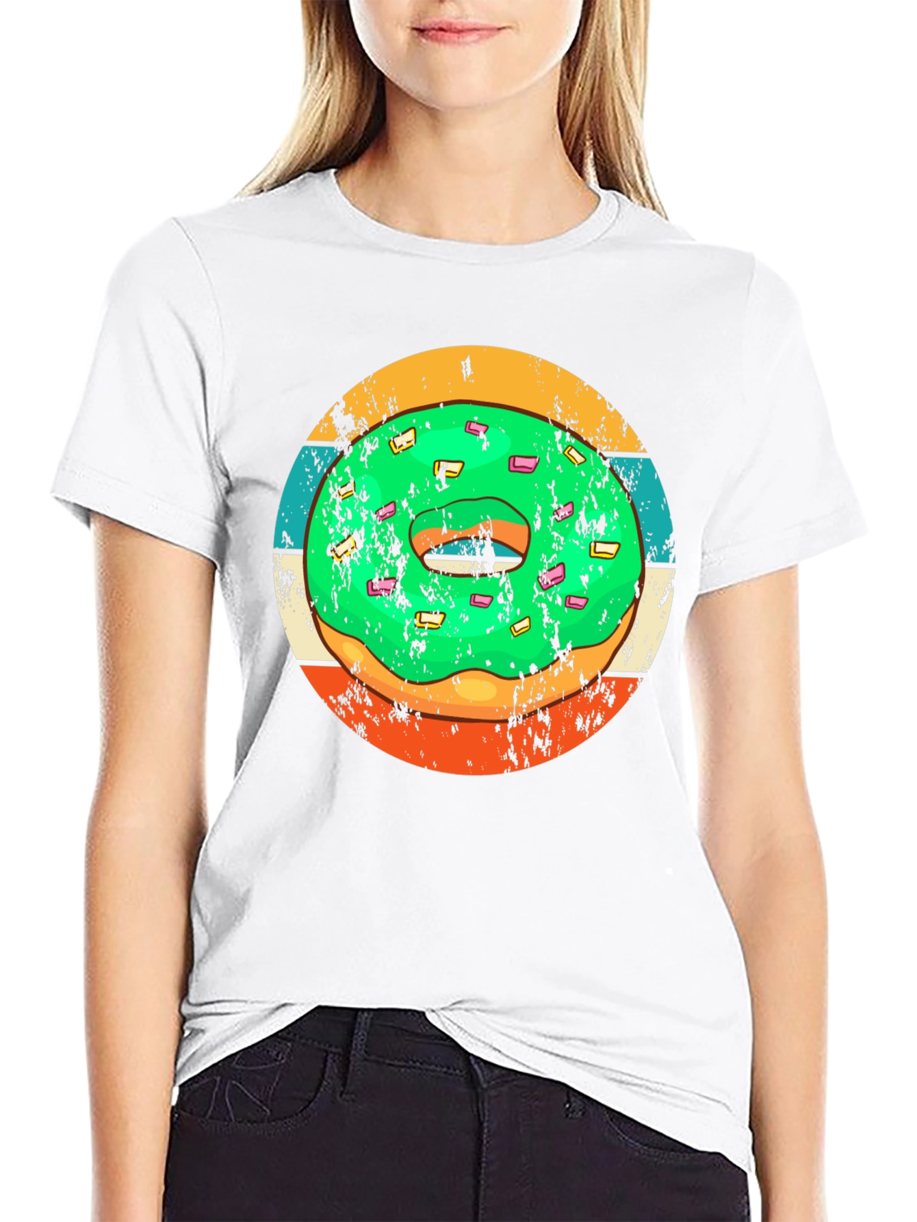 Black Retro Donut Graphic Tee - Fun & Stylish Casual Wear view 9