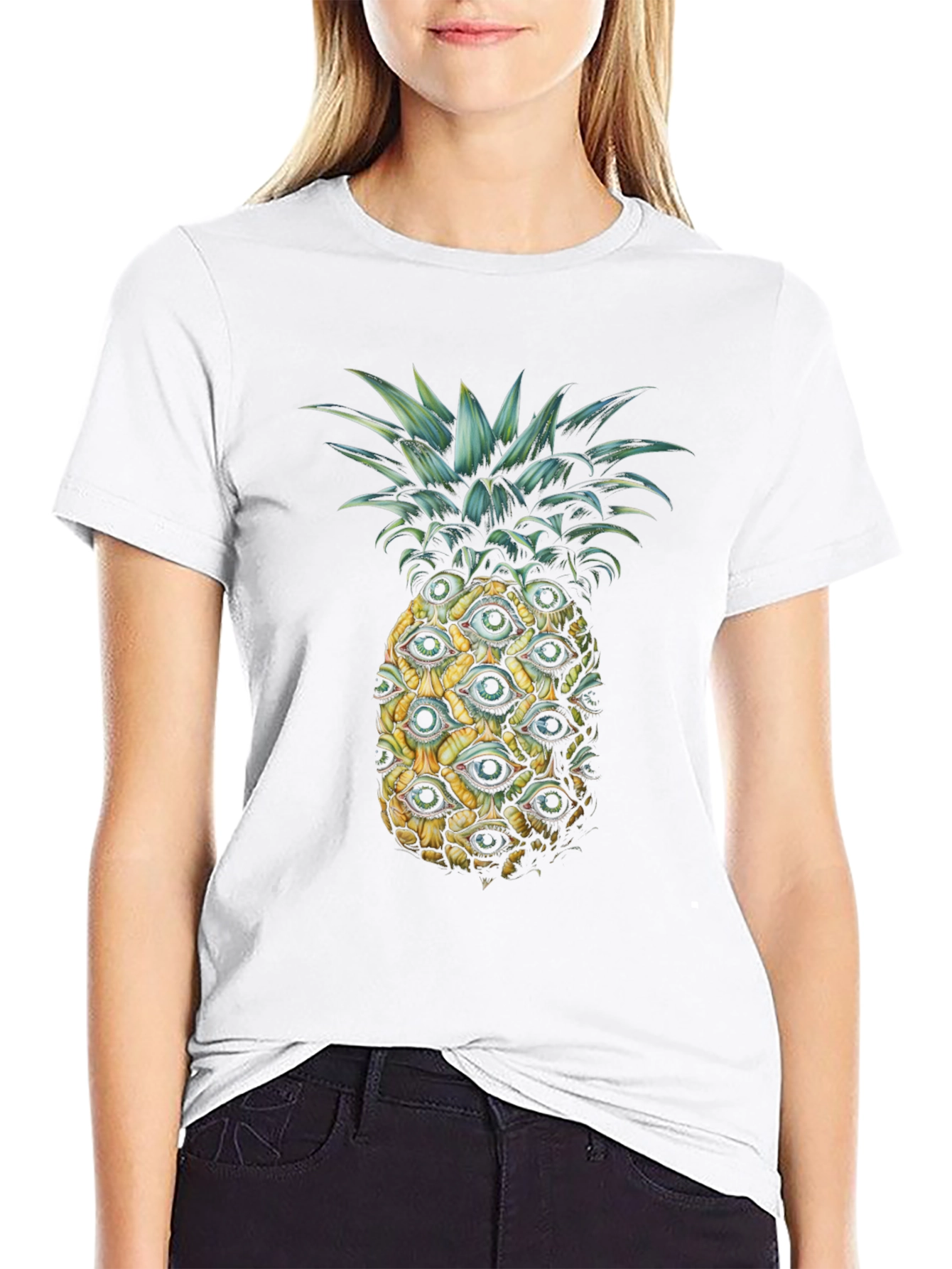Black Eye-Catching Pineapple Graphic Tee - Unique Design view 9