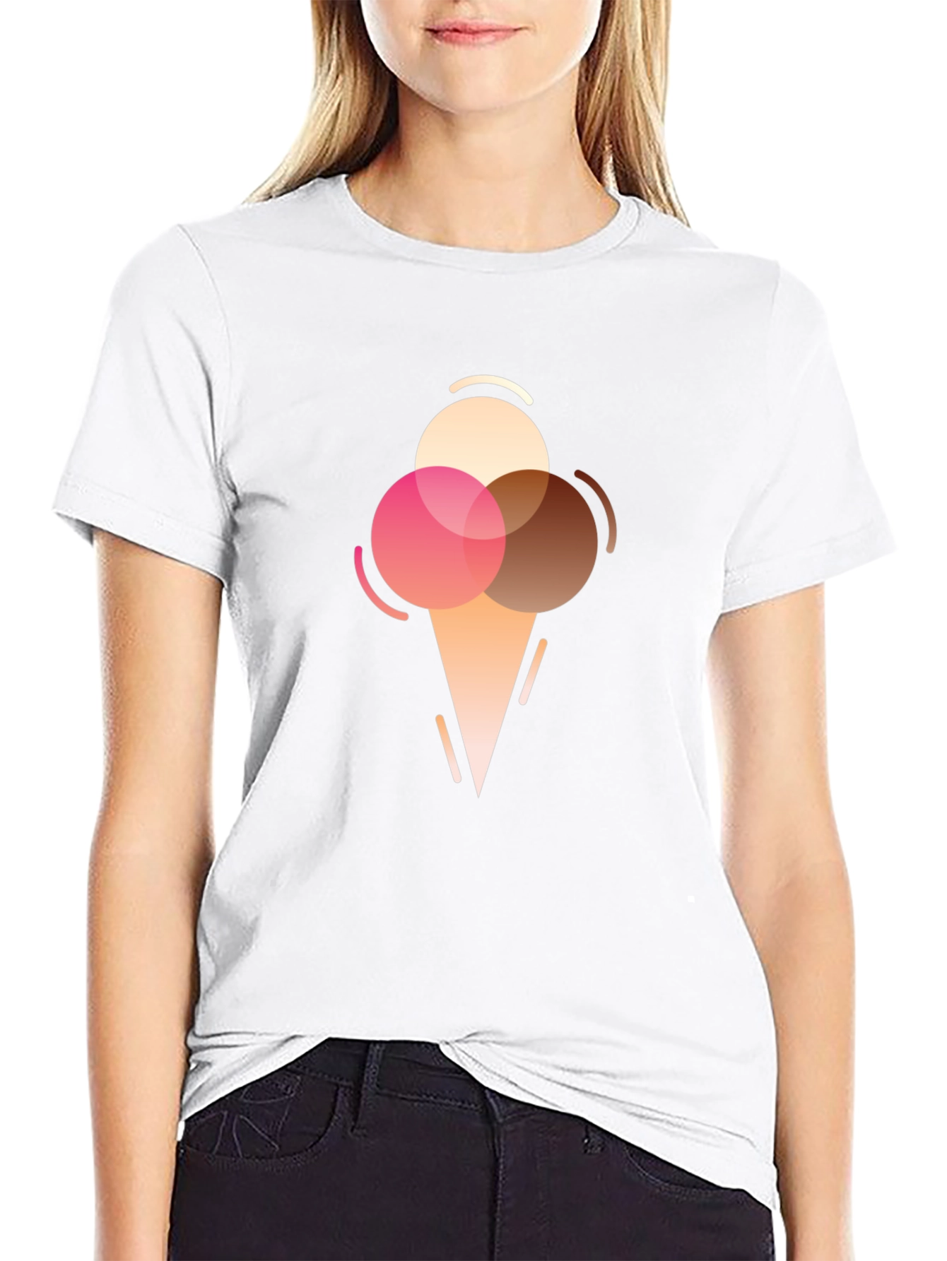 Black Ice Cream Graphic Tee - Modern Dessert Lover T-Shirt view 9