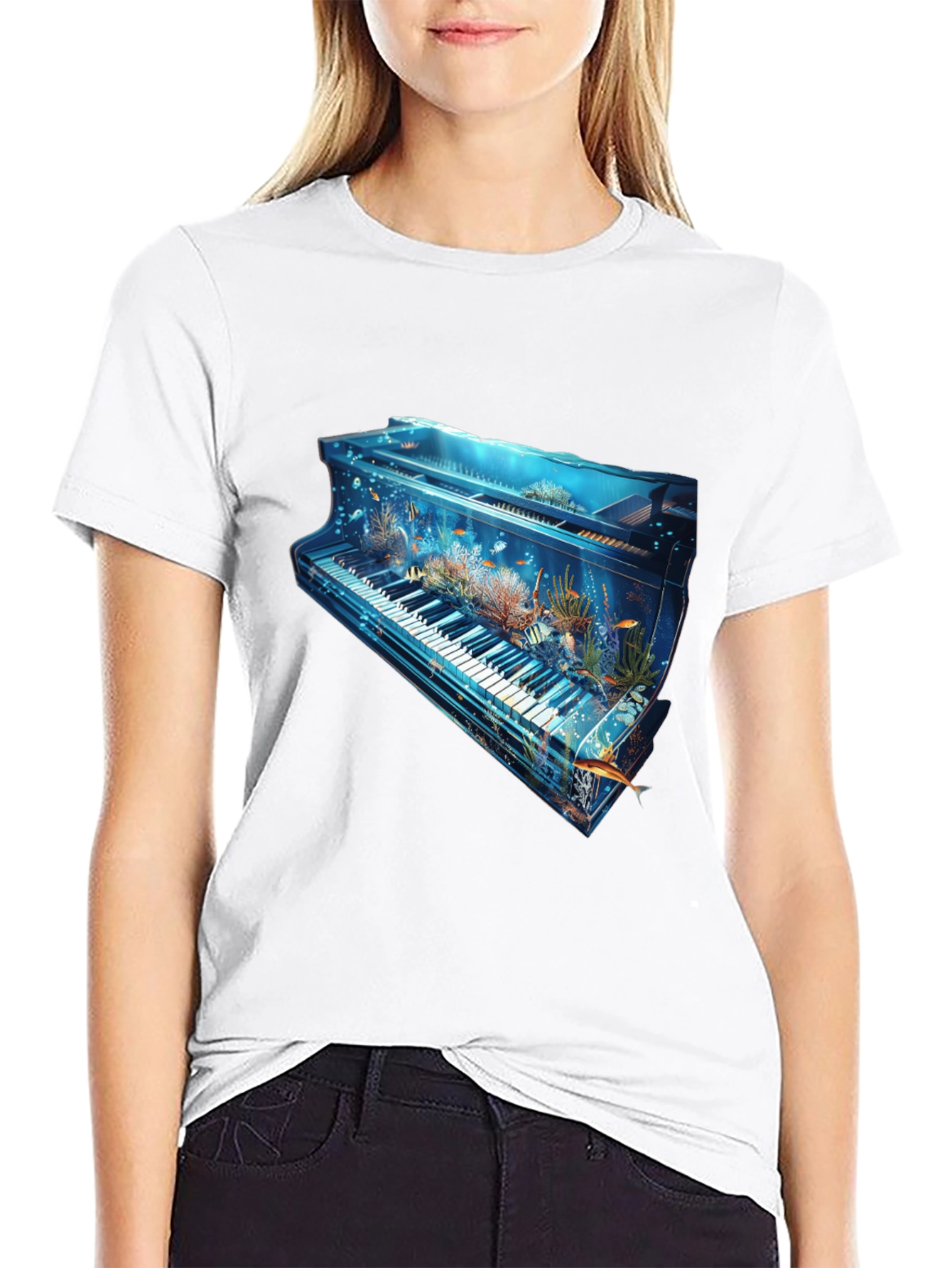 Aquatic Piano Graphic T-Shirt - 9