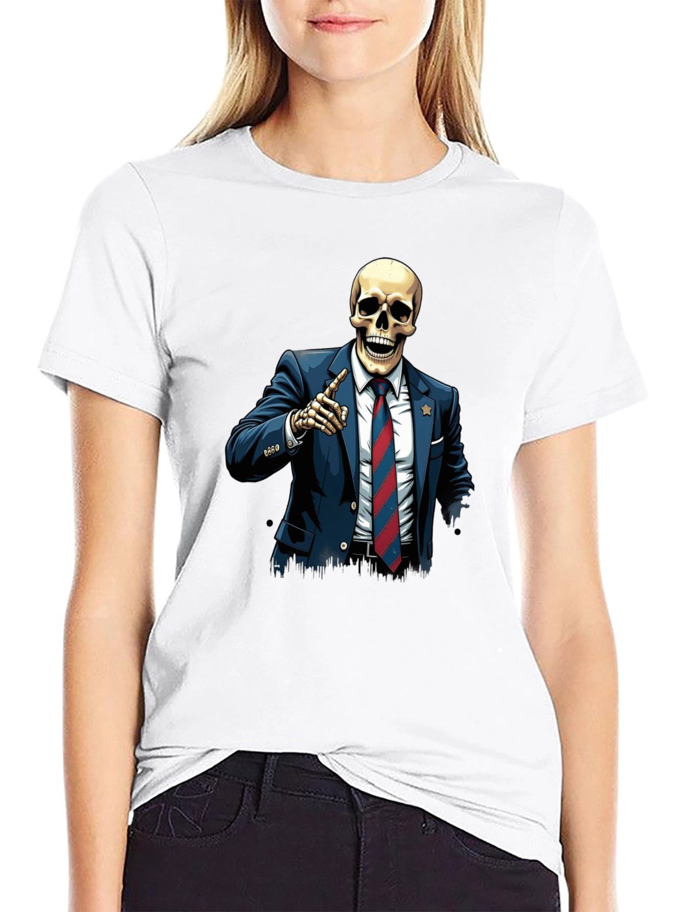 Black Skeleton Politician Graphic Tee view 9