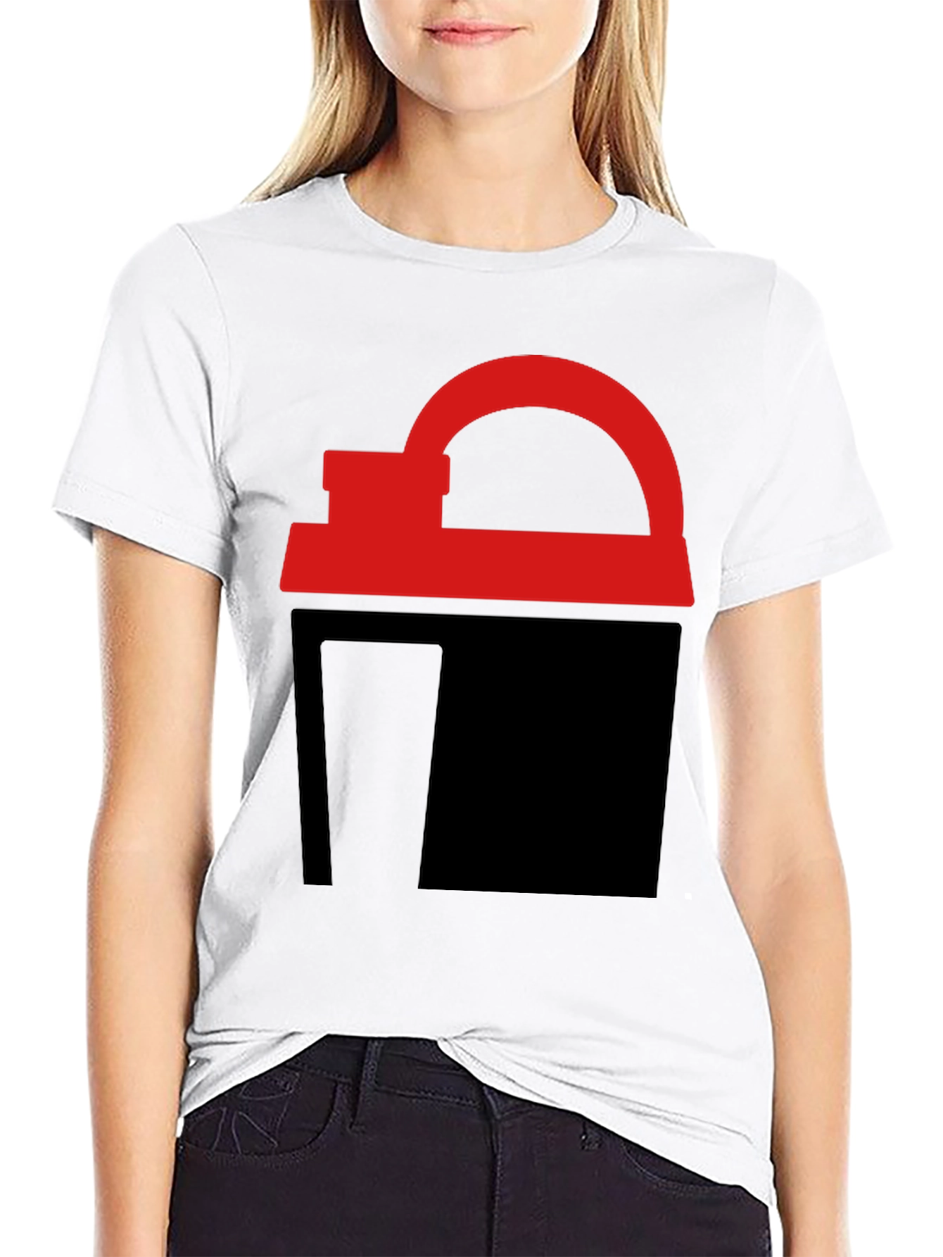 Black Abstract Red & Black Graphic Tee view 9