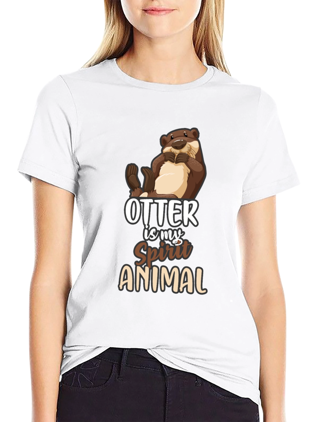 Black Otter Spirit Animal Black T-Shirt view 9
