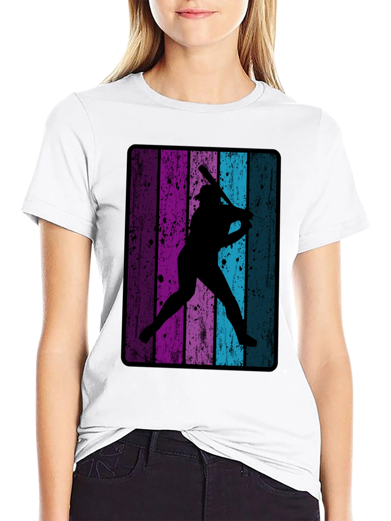 Black Retro Baseball Player T-Shirt view 9