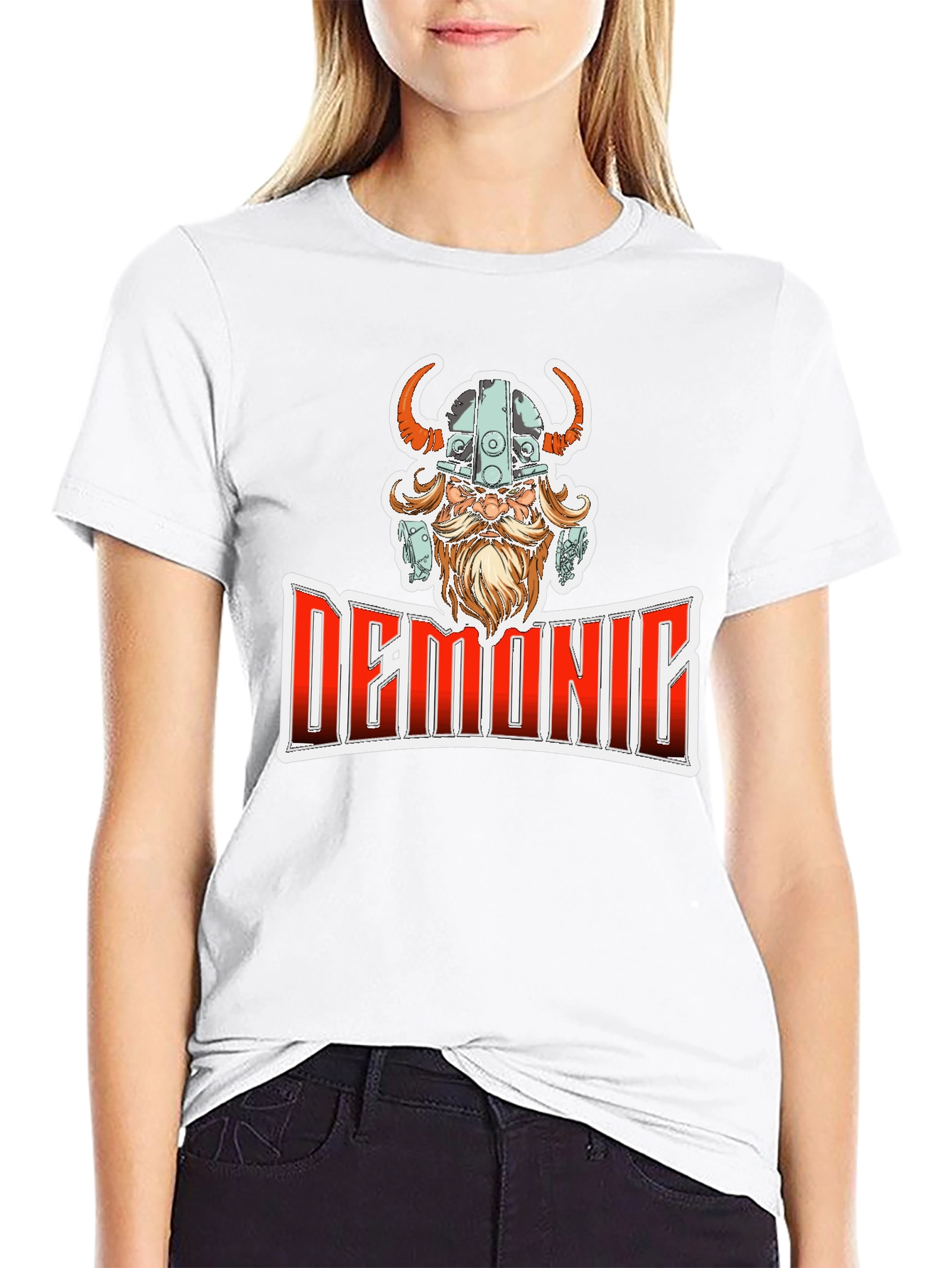 Black Demonic Viking T-Shirt - Black Cotton Blend Tee view 9