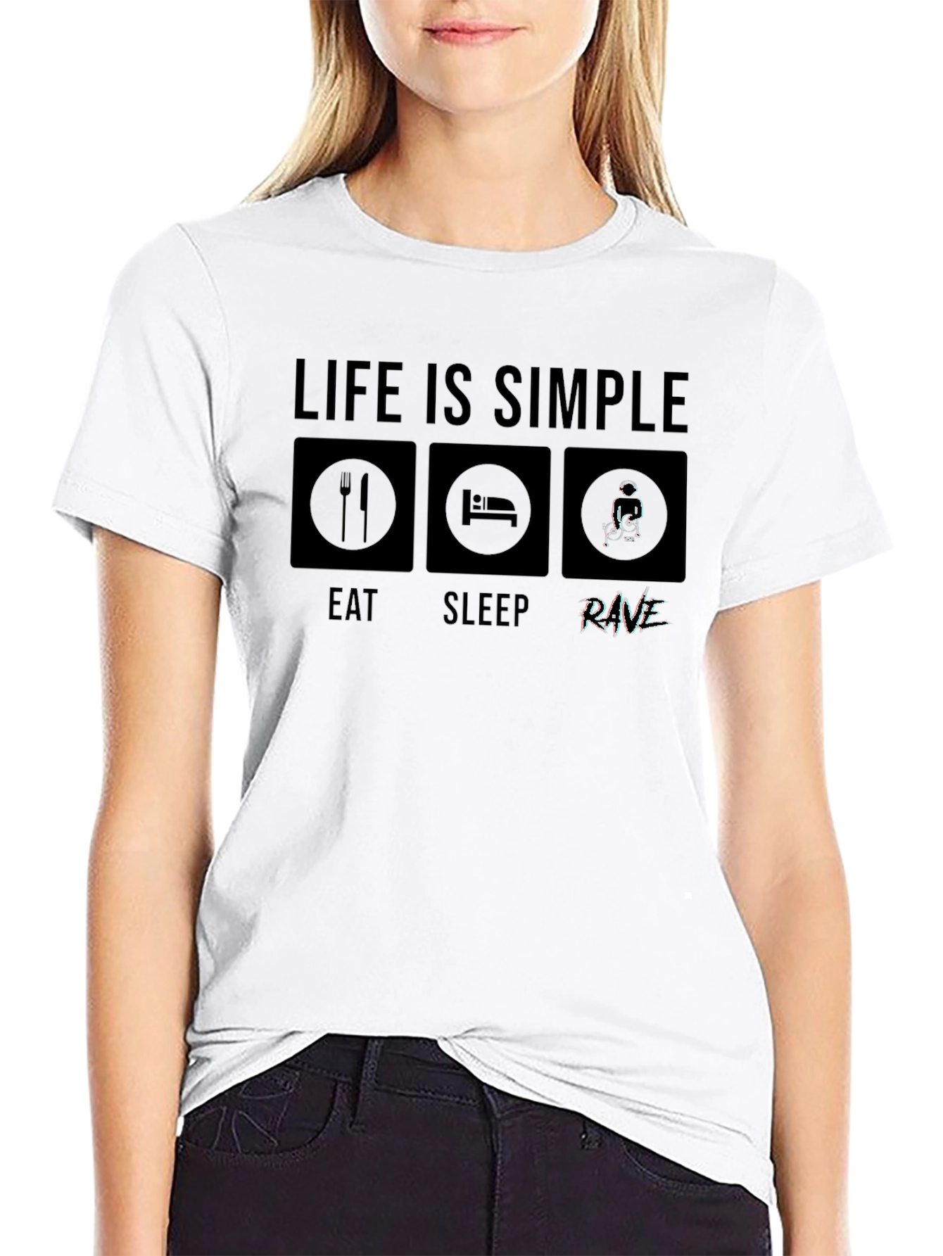 Black Eat Sleep Rave T-Shirt - Simple Life view 9