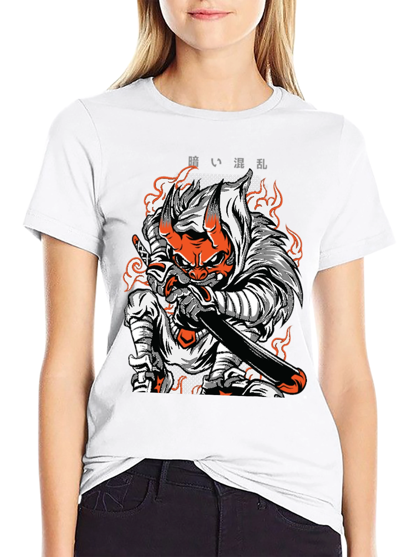 Black Japanese Demon Samurai T-Shirt view 9