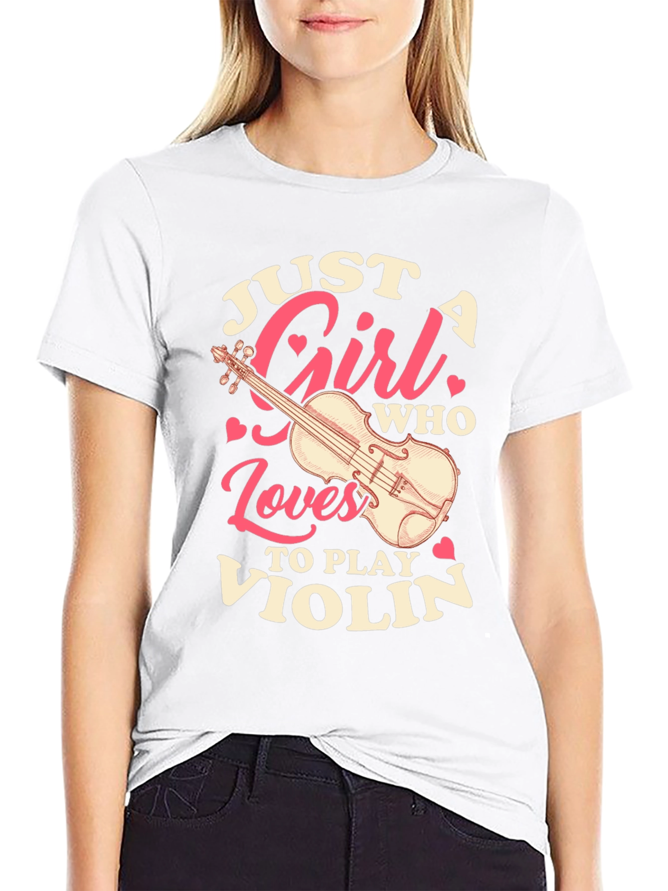 Black Just A Girl Who Loves To Play Violin T-Shirt view 9