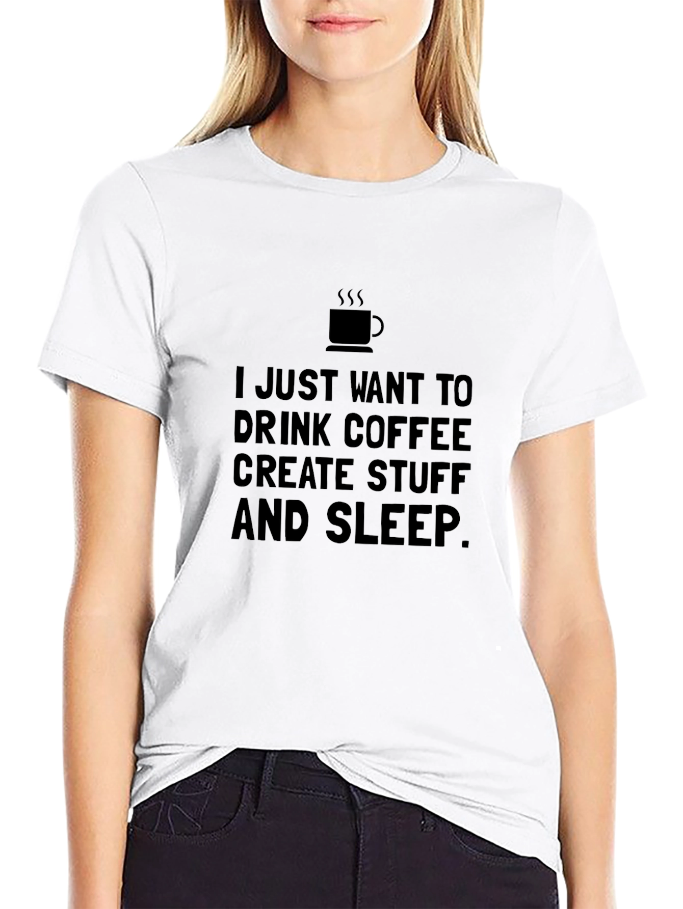 Black Coffee, Create, Sleep Graphic Tee - Soft Cotton Shirt view 9