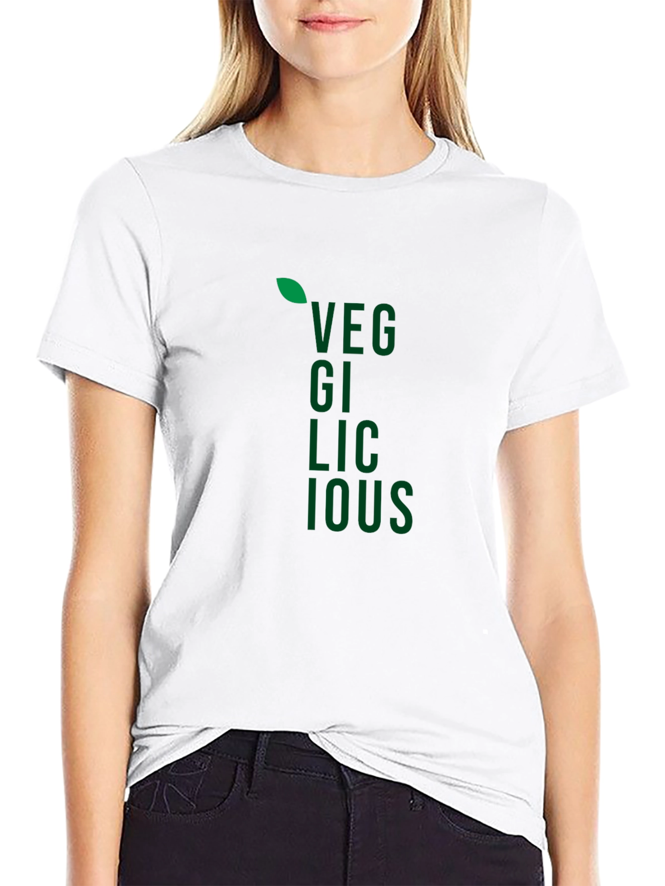 Black Veggilicious T-Shirt - Black Cotton Vegan Style Tee view 9