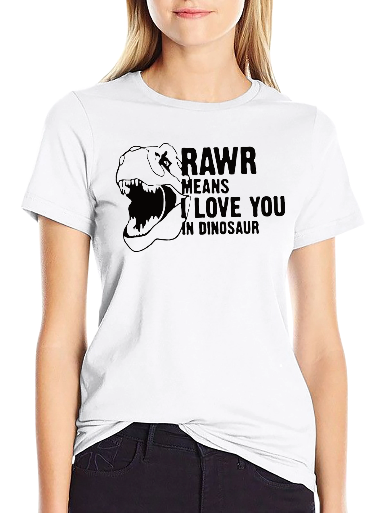 Black Rawr Means I Love You Dinosaur Graphic T-Shirt view 9