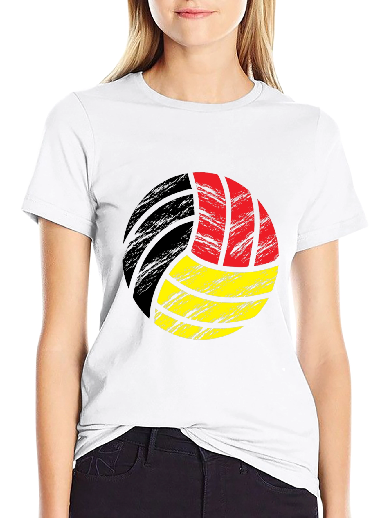 Black Germany Flag Volleyball Graphic T-Shirt view 9