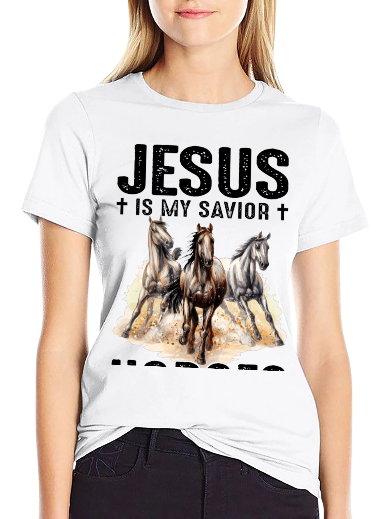 Black Jesus is My Savior Horses T-Shirt view 9
