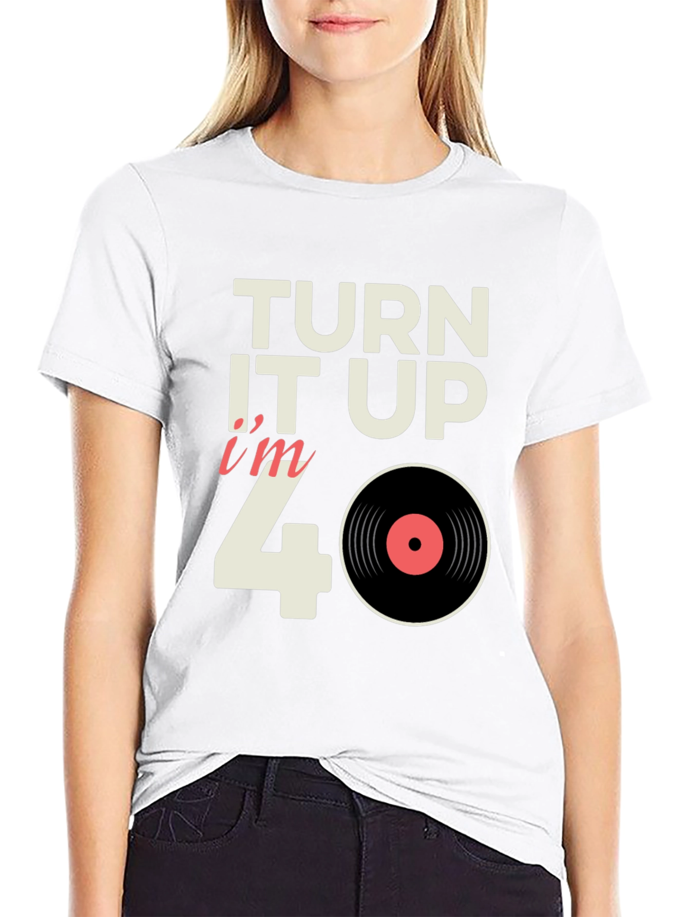 Black Turn it Up I'm 40 Vinyl Record T-Shirt view 9