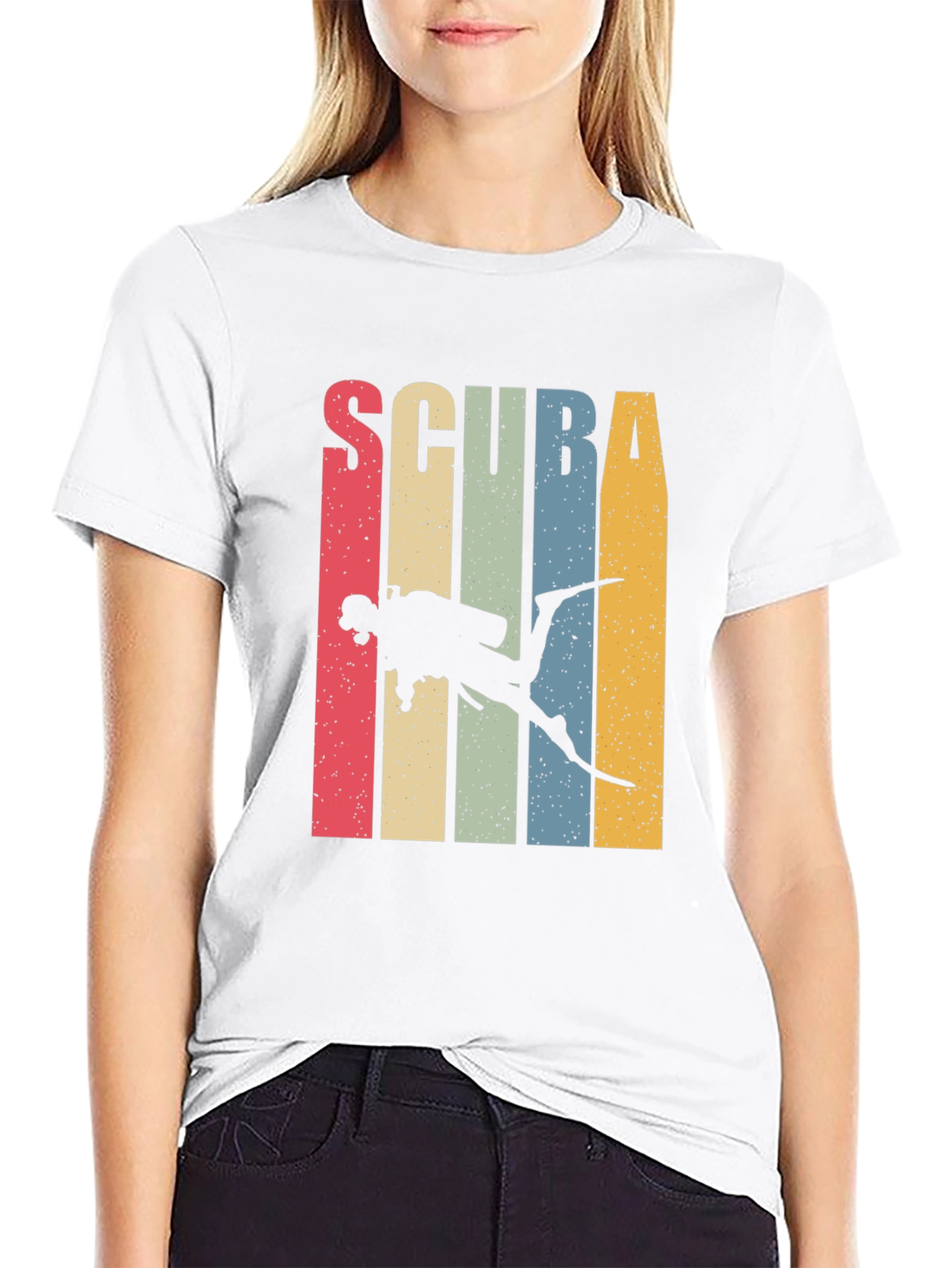 Black Scuba Diving Retro T-Shirt view 9