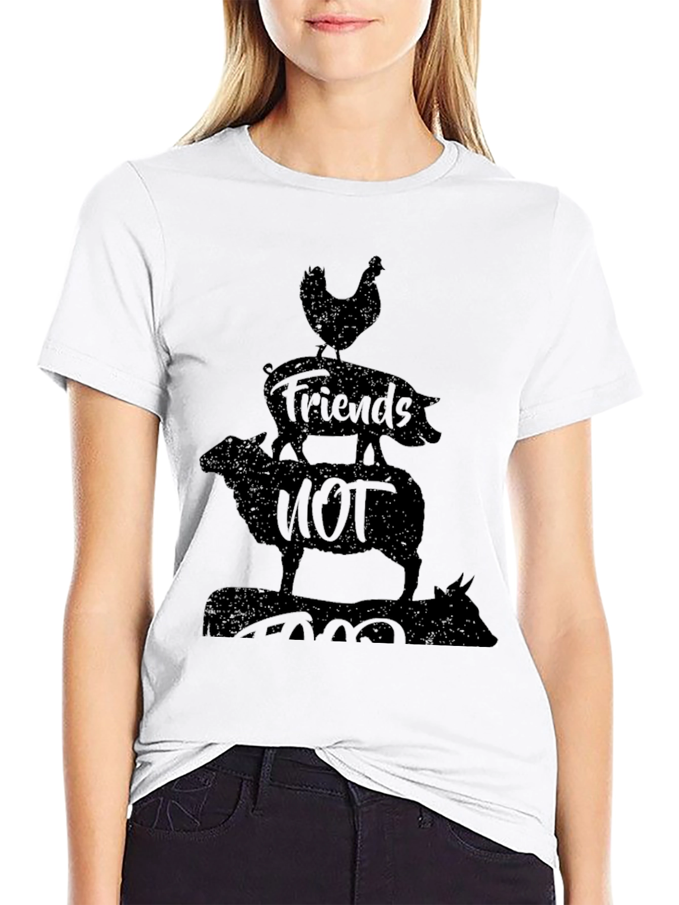 Black Vegan Friends Not Food T-Shirt view 9
