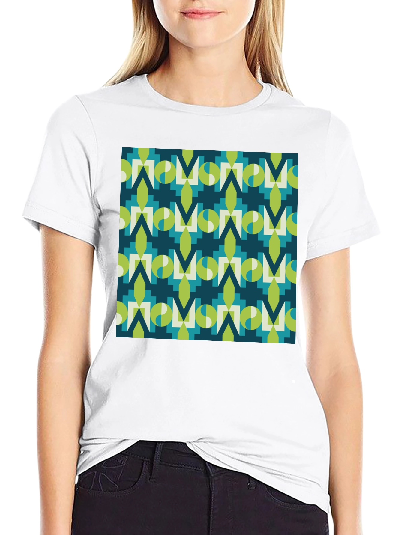 Black Geometric Pattern Tee - Modern Graphic Print view 9