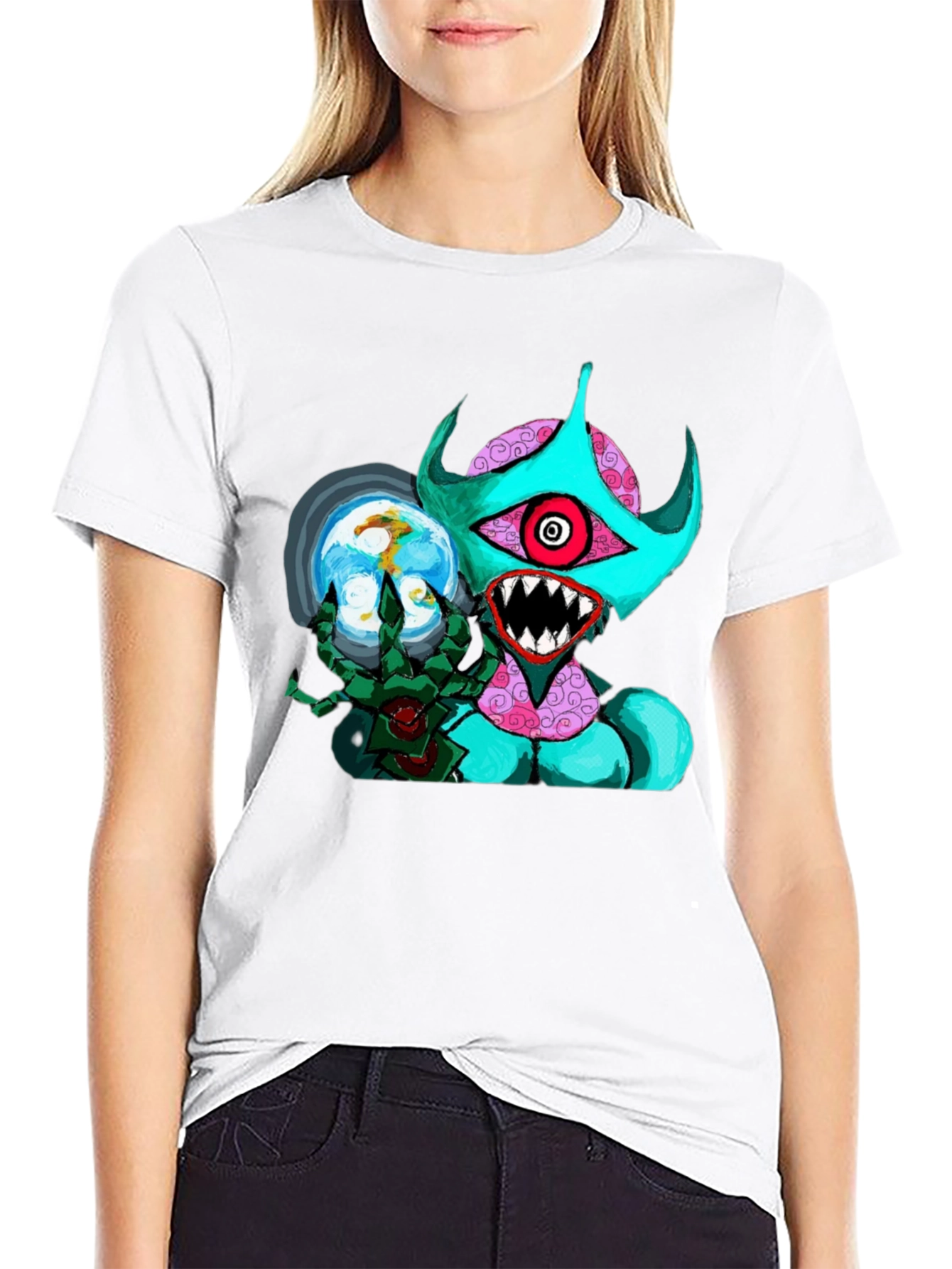 Black Monster Graphic Black T-Shirt - Unique Design view 9