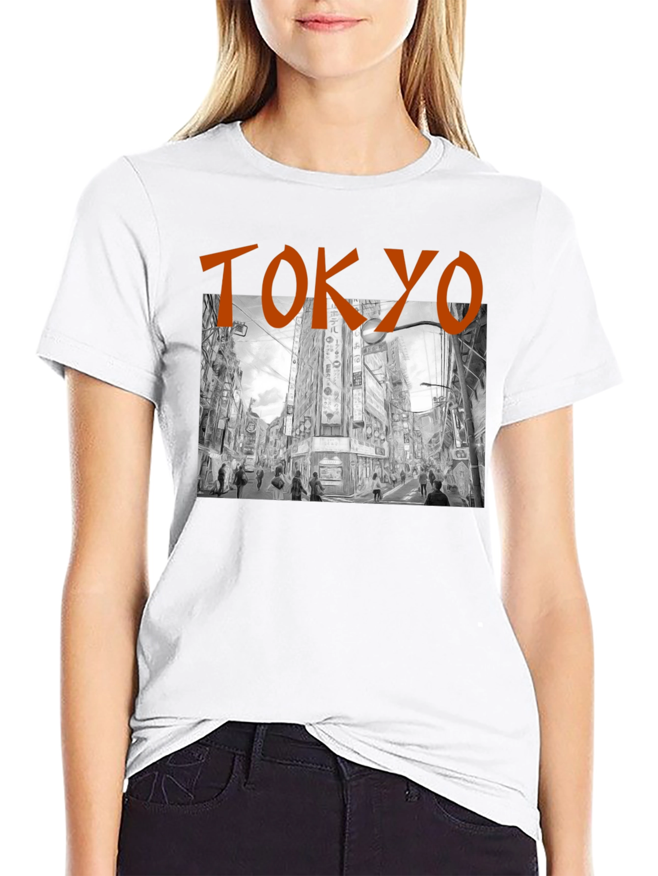 Black Tokyo Cityscape Graphic T-Shirt view 9