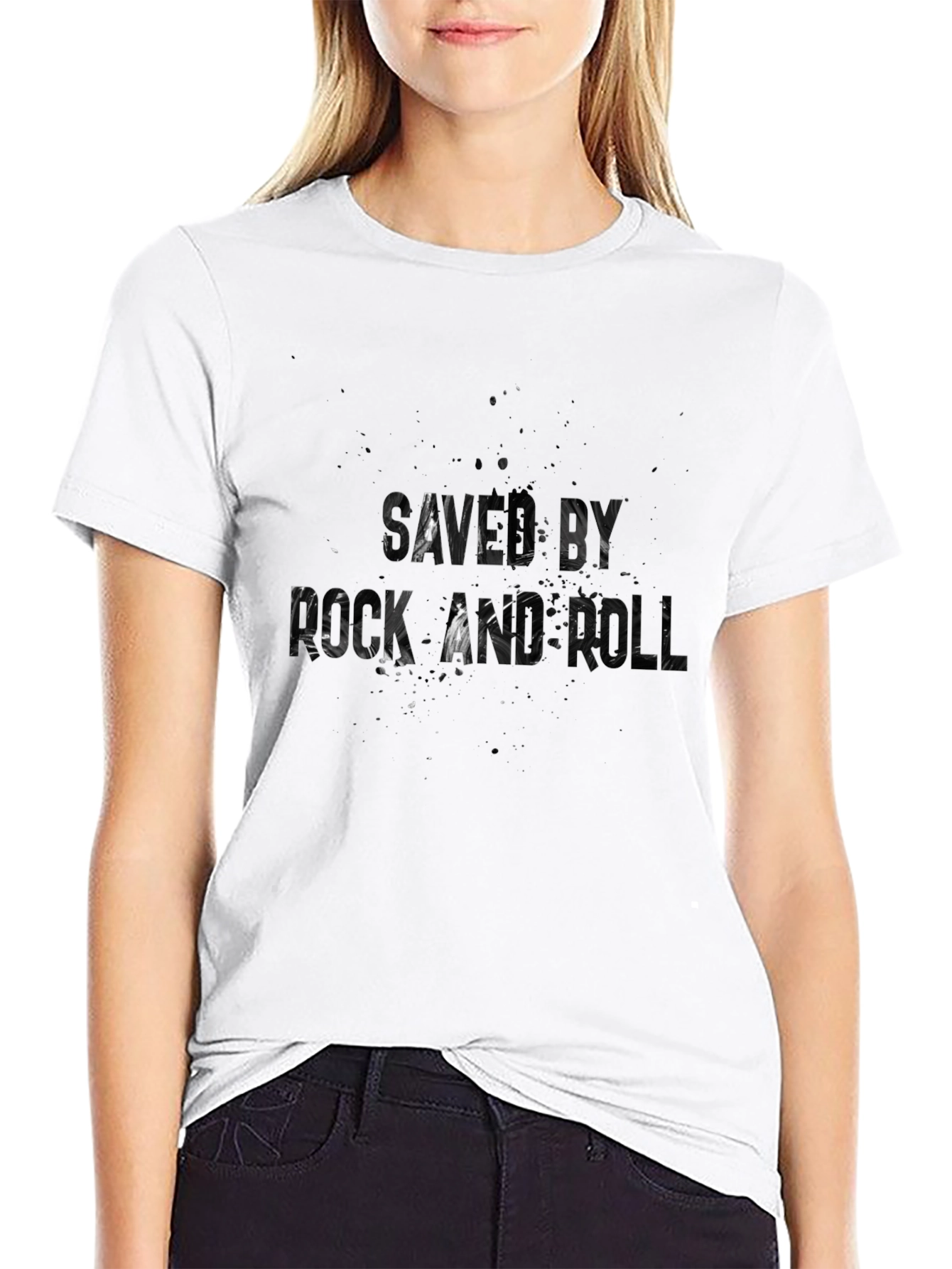 Black Saved By Rock and Roll Black T-Shirt view 9